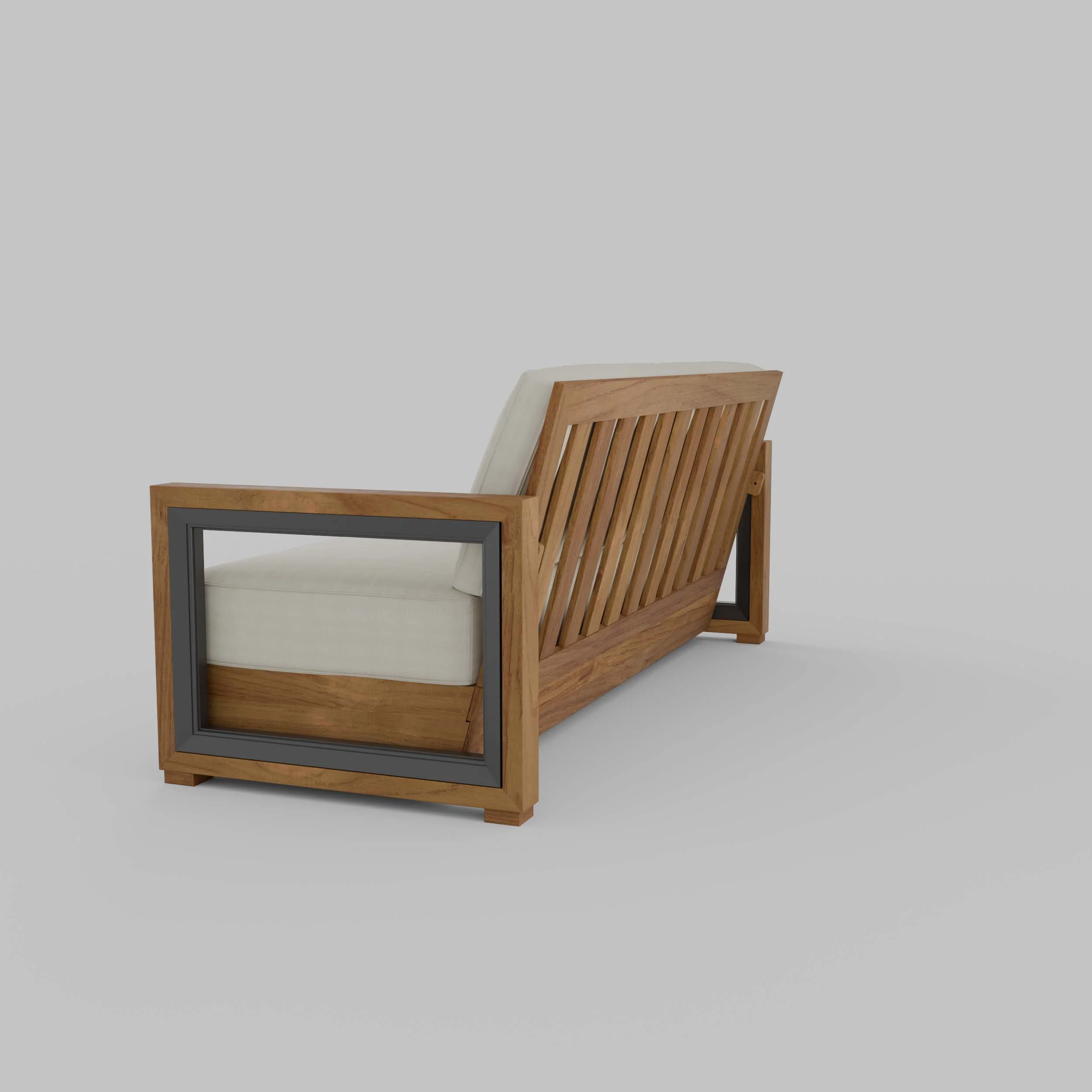 Hans Teak Wood Patio Sofa with Ivory Cushion - Image 32
