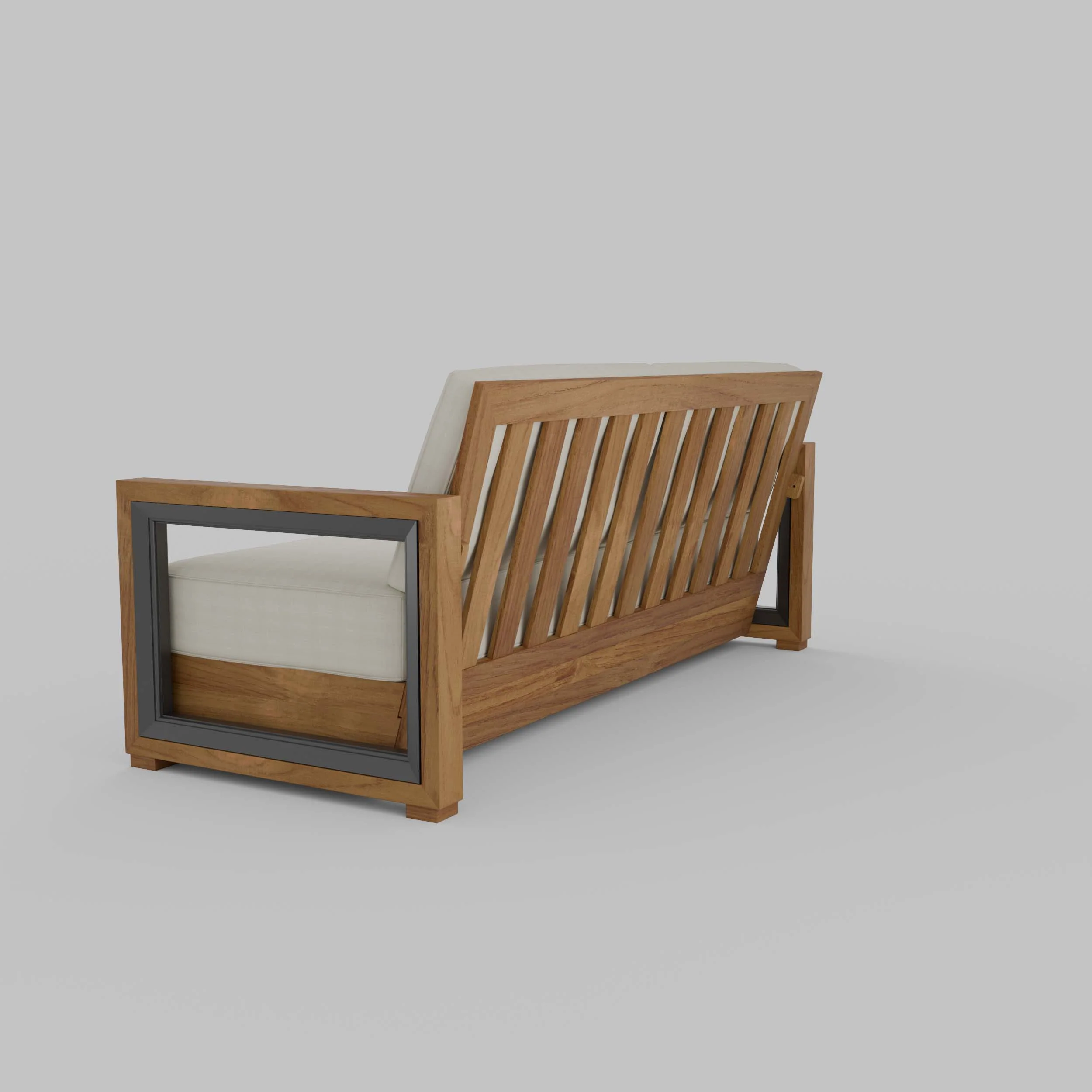 Hans Teak Wood Patio Sofa with Ivory Cushion - Image 33