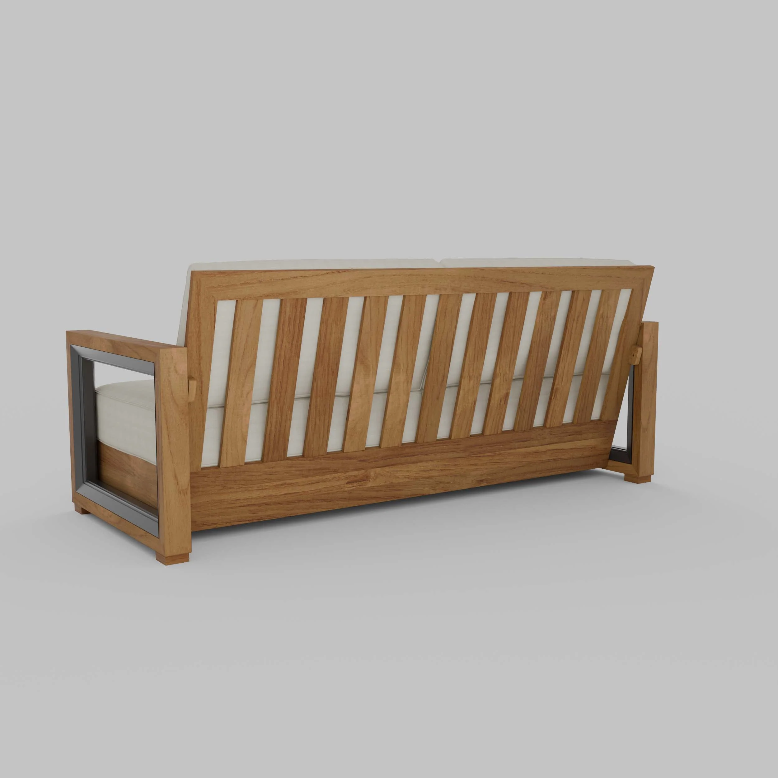 Hans Teak Wood Patio Sofa with Ivory Cushion - Image 34