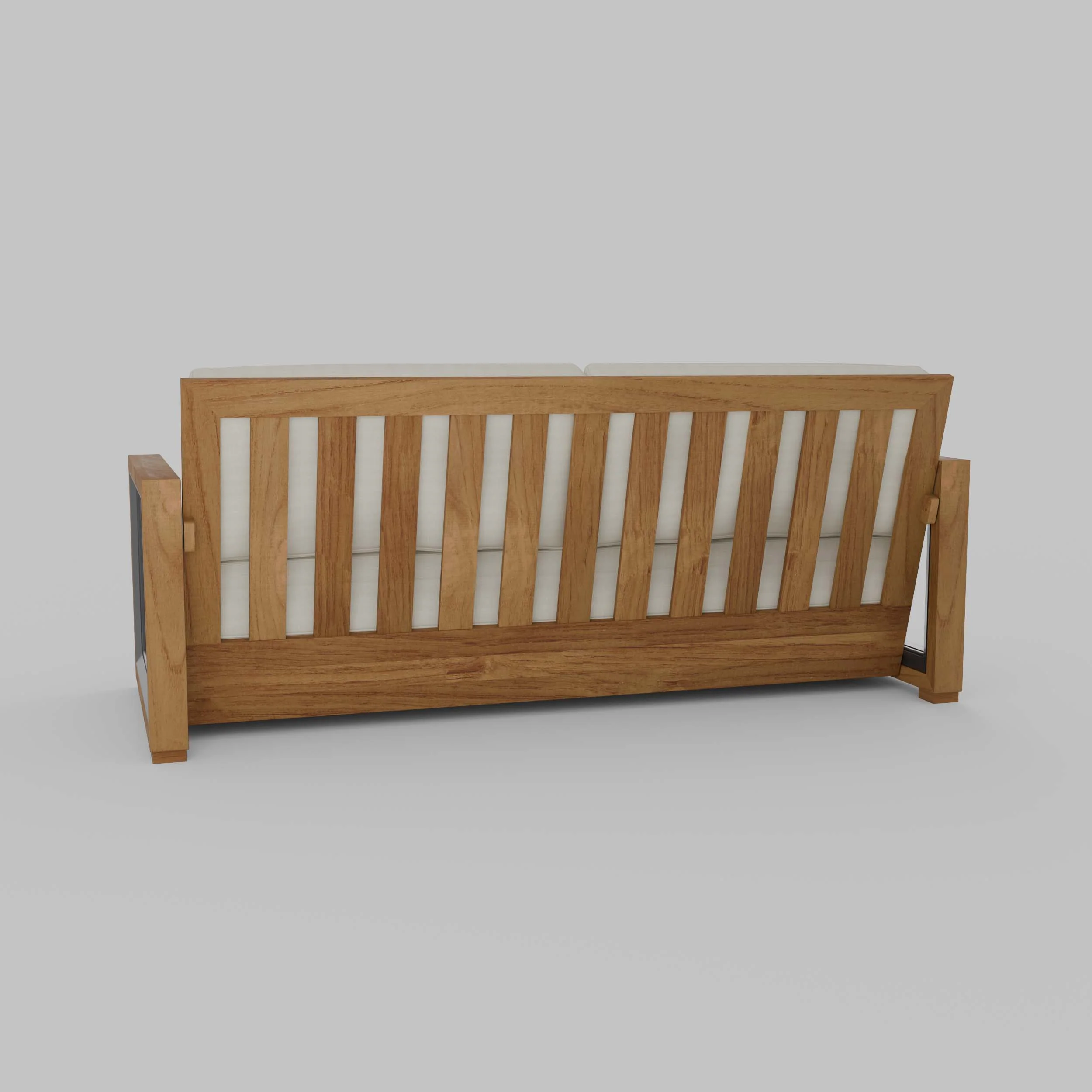 Hans Teak Wood Patio Sofa with Ivory Cushion - Image 35