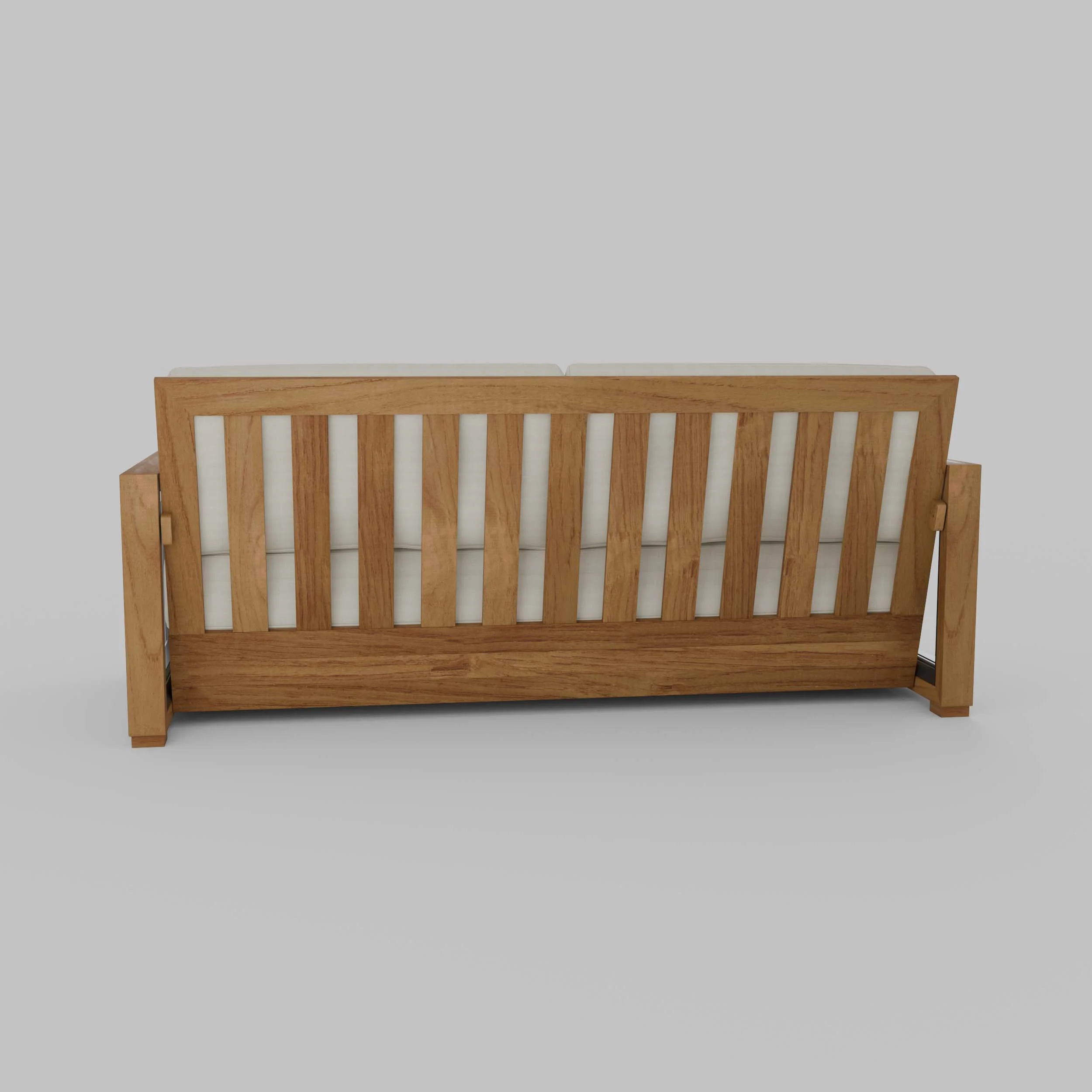 Hans Teak Wood Patio Sofa with Ivory Cushion - Image 36