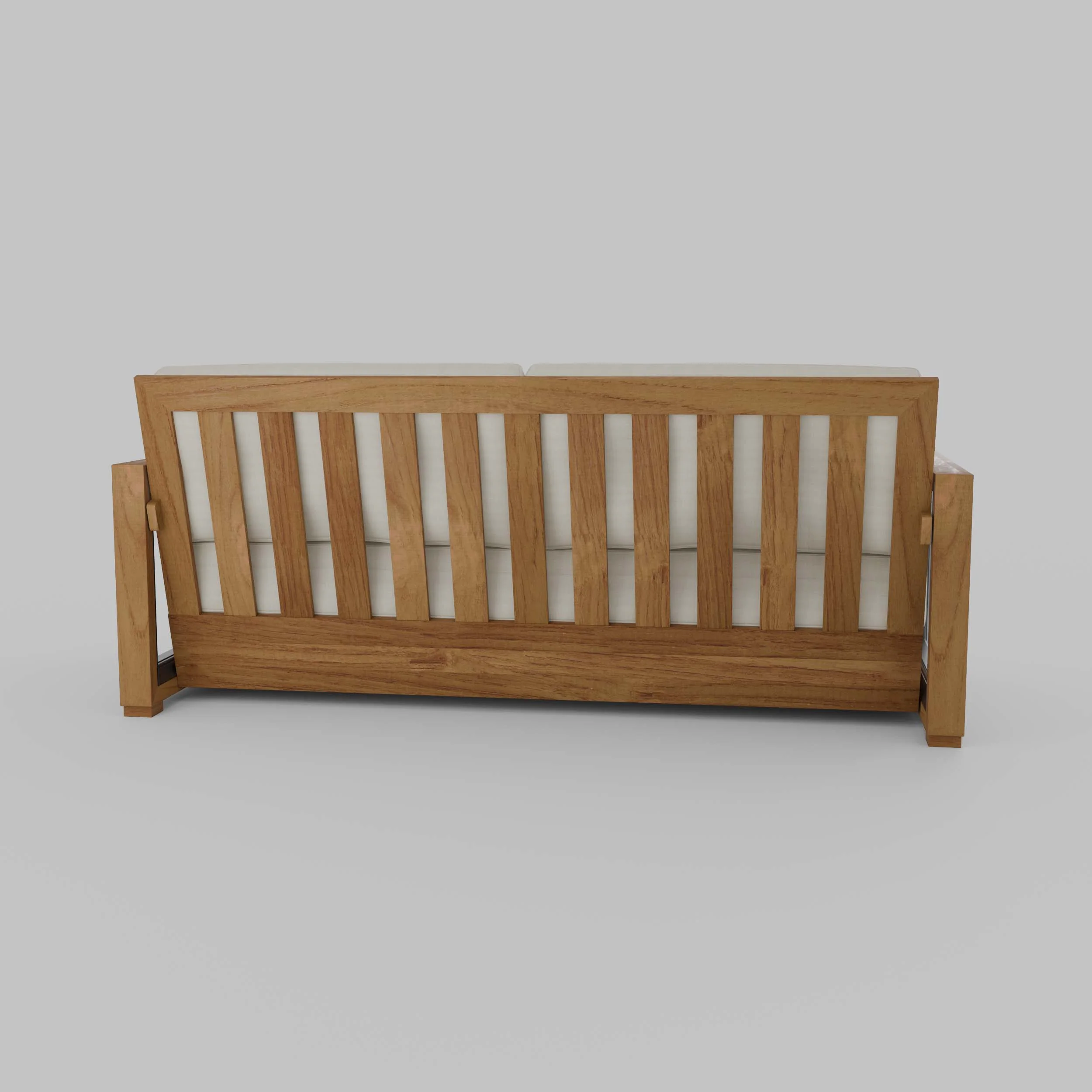 Hans Teak Wood Patio Sofa with Ivory Cushion - Image 38