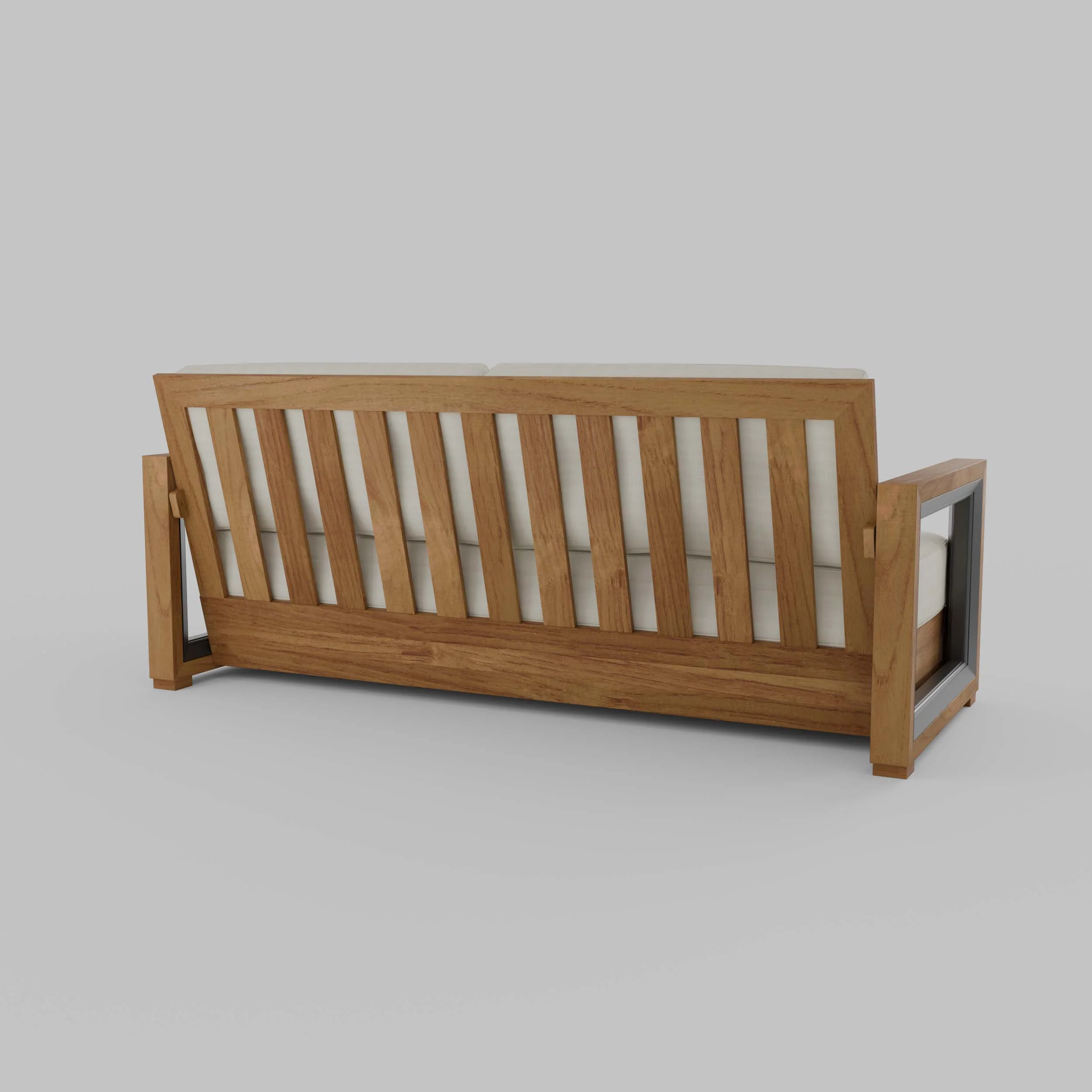 Hans Teak Wood Patio Sofa with Ivory Cushion - Image 40