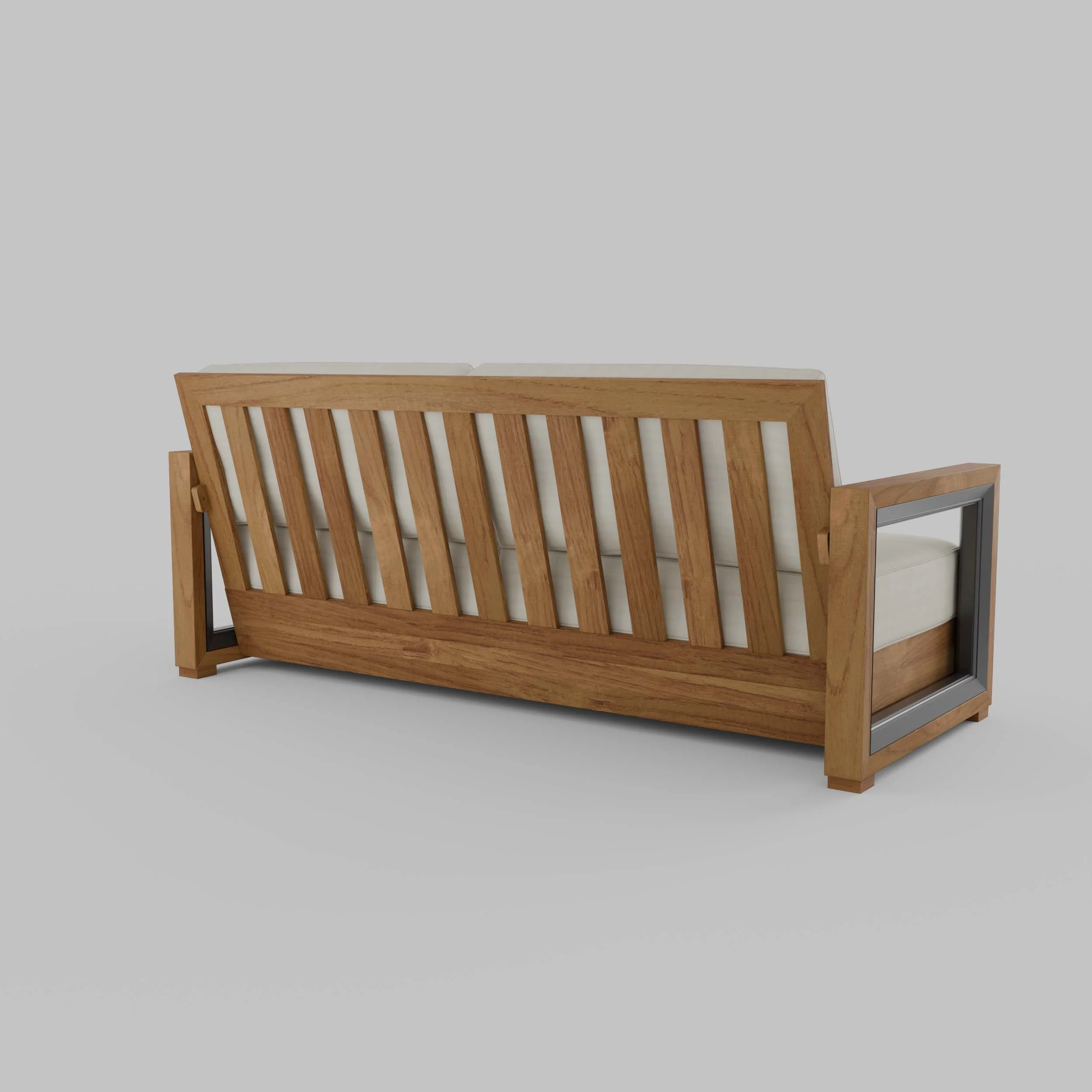 Hans Teak Wood Patio Sofa with Ivory Cushion - Image 41