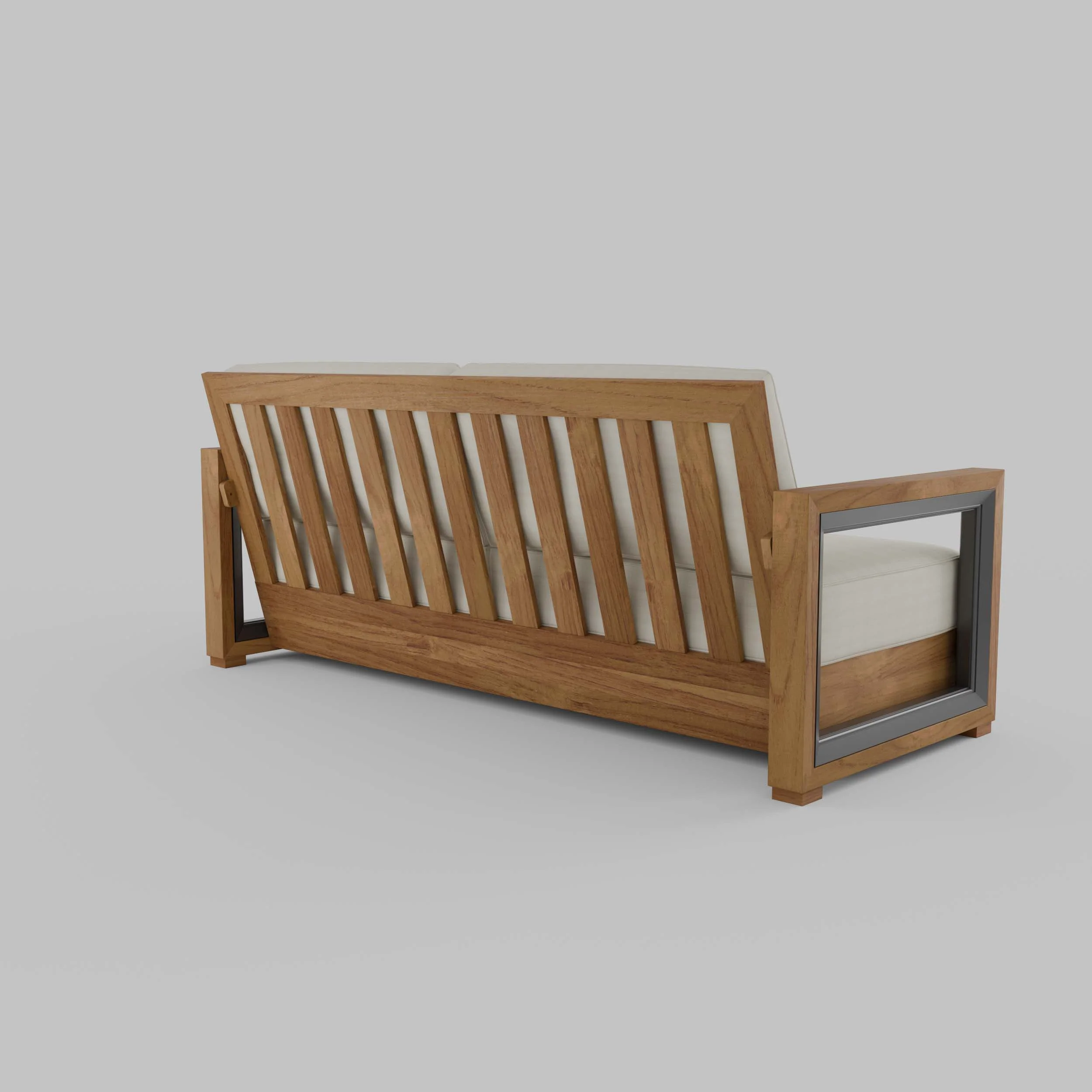 Hans Teak Wood Patio Sofa with Ivory Cushion - Image 42