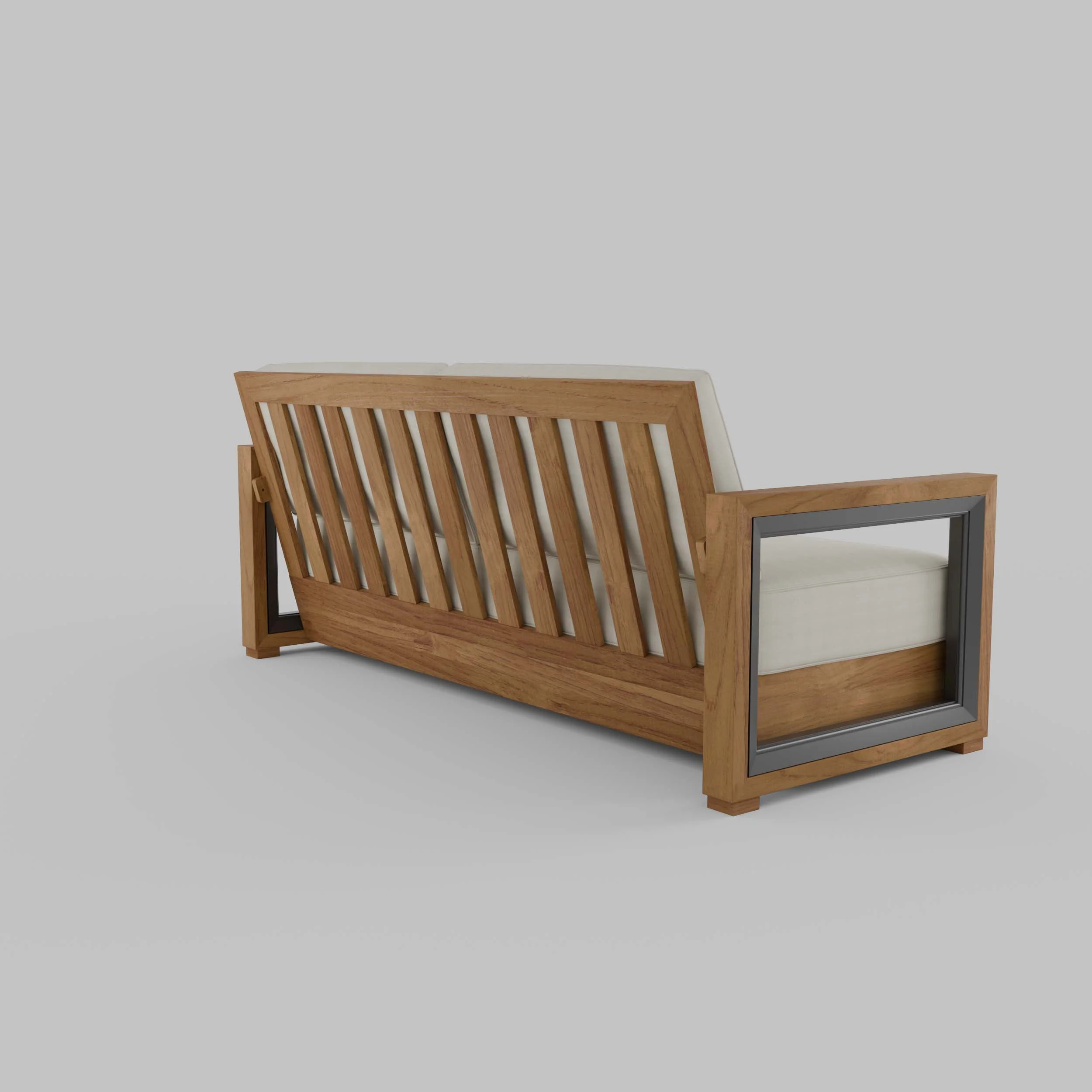 Hans Teak Wood Patio Sofa with Ivory Cushion - Image 43