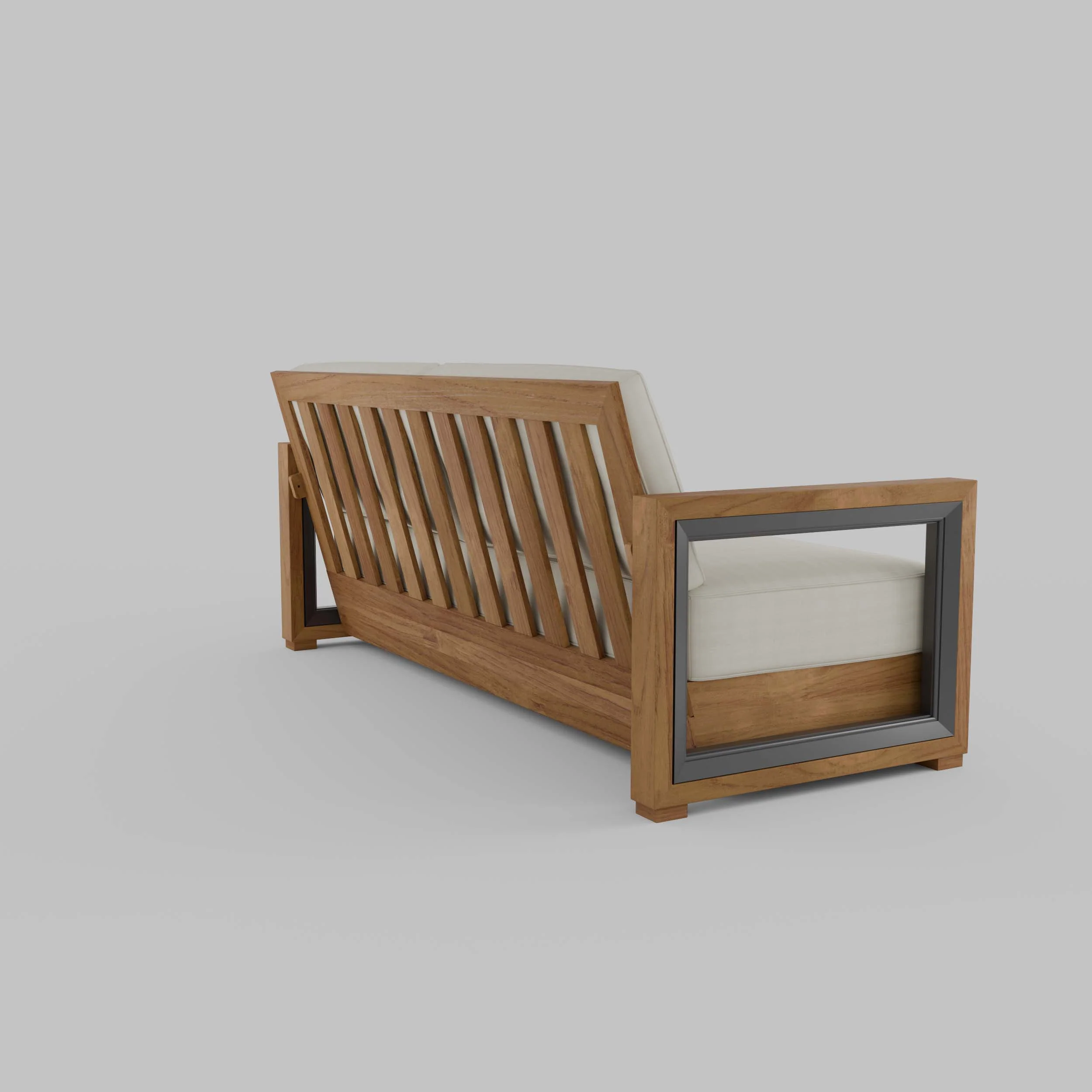 Hans Teak Wood Patio Sofa with Ivory Cushion - Image 44