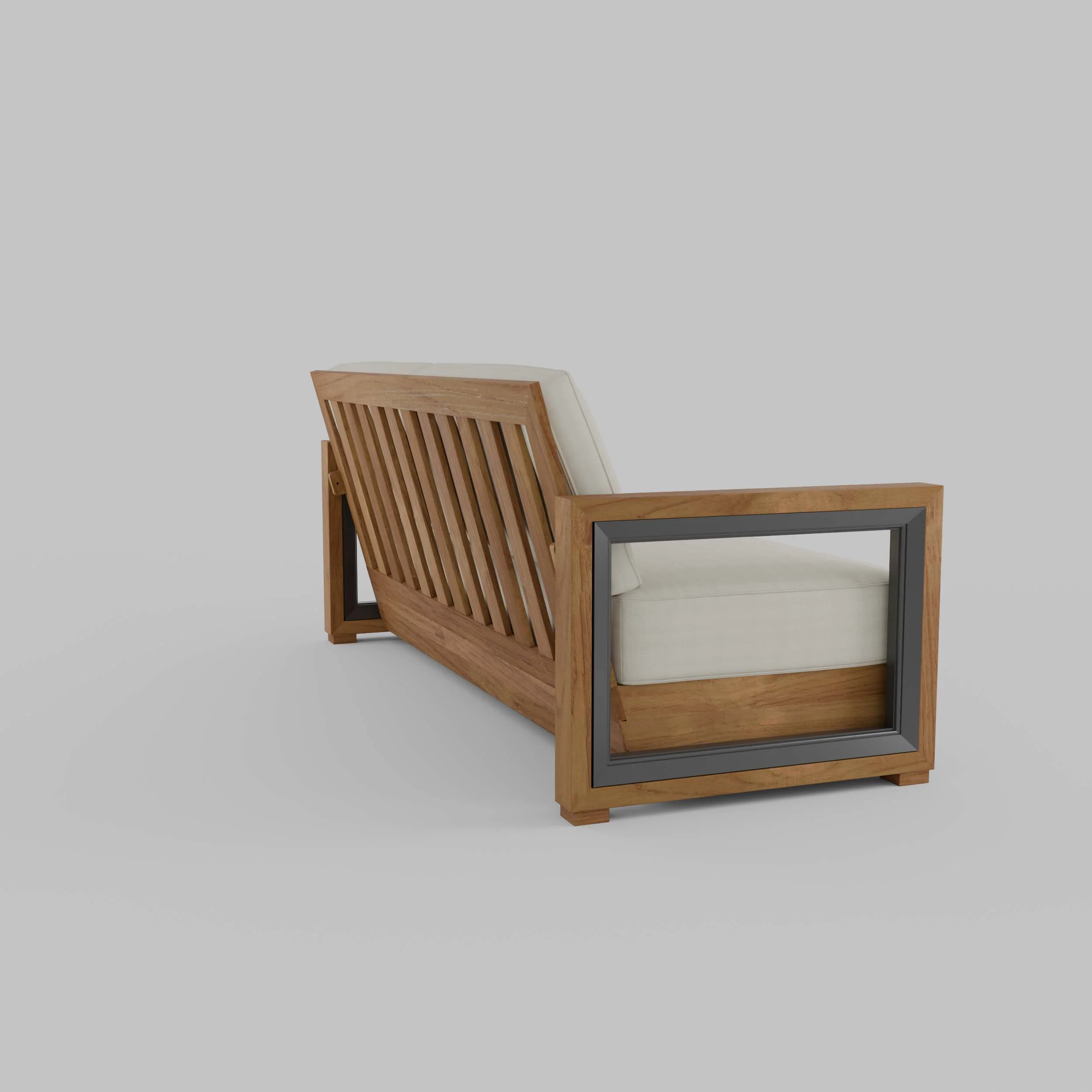 Hans Teak Wood Patio Sofa with Ivory Cushion - Image 45