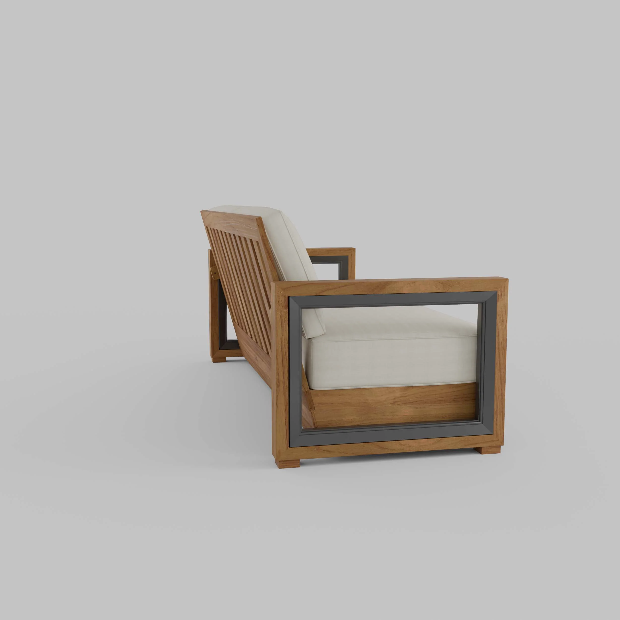 Hans Teak Wood Patio Sofa with Ivory Cushion - Image 46