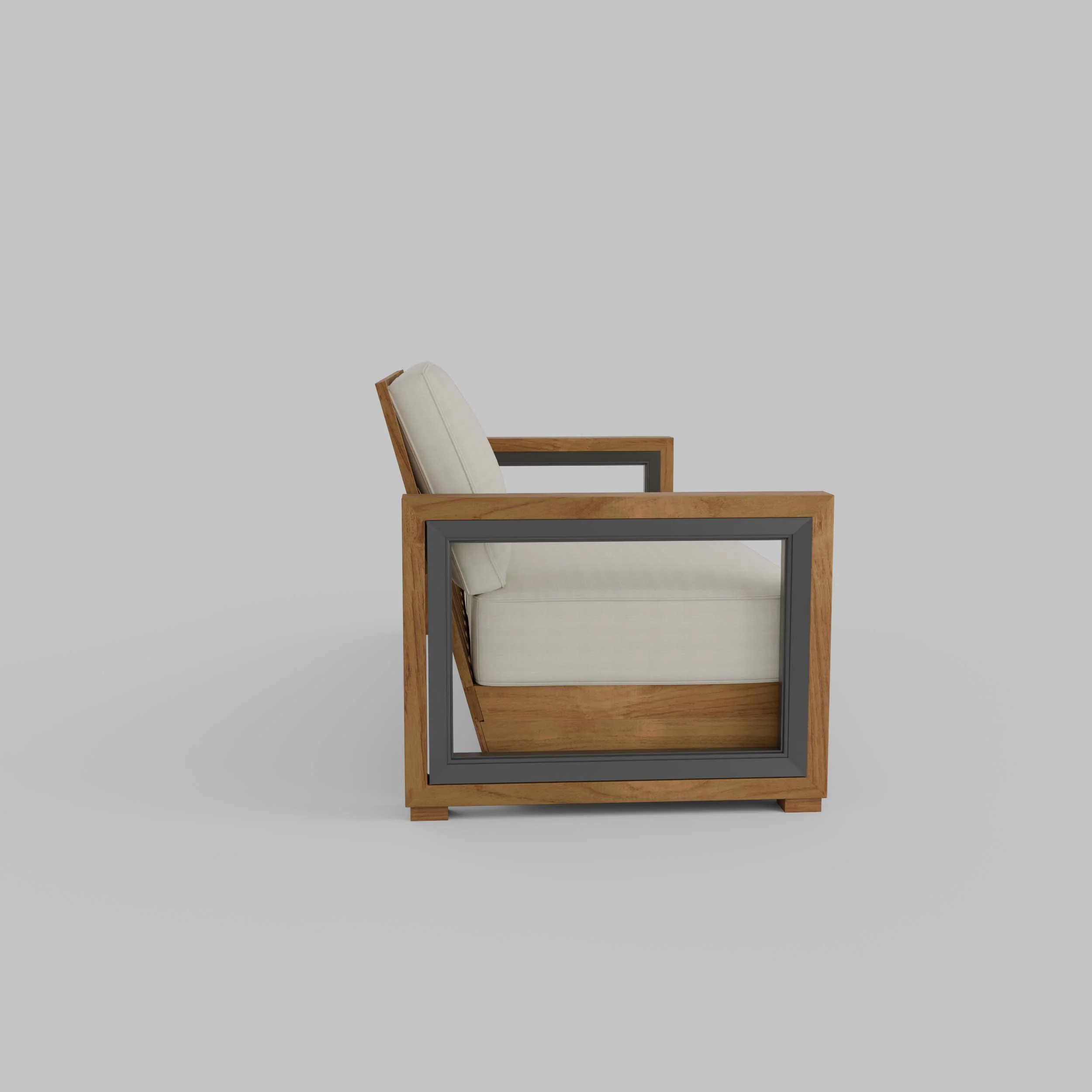 Hans Teak Wood Patio Sofa with Ivory Cushion - Image 47