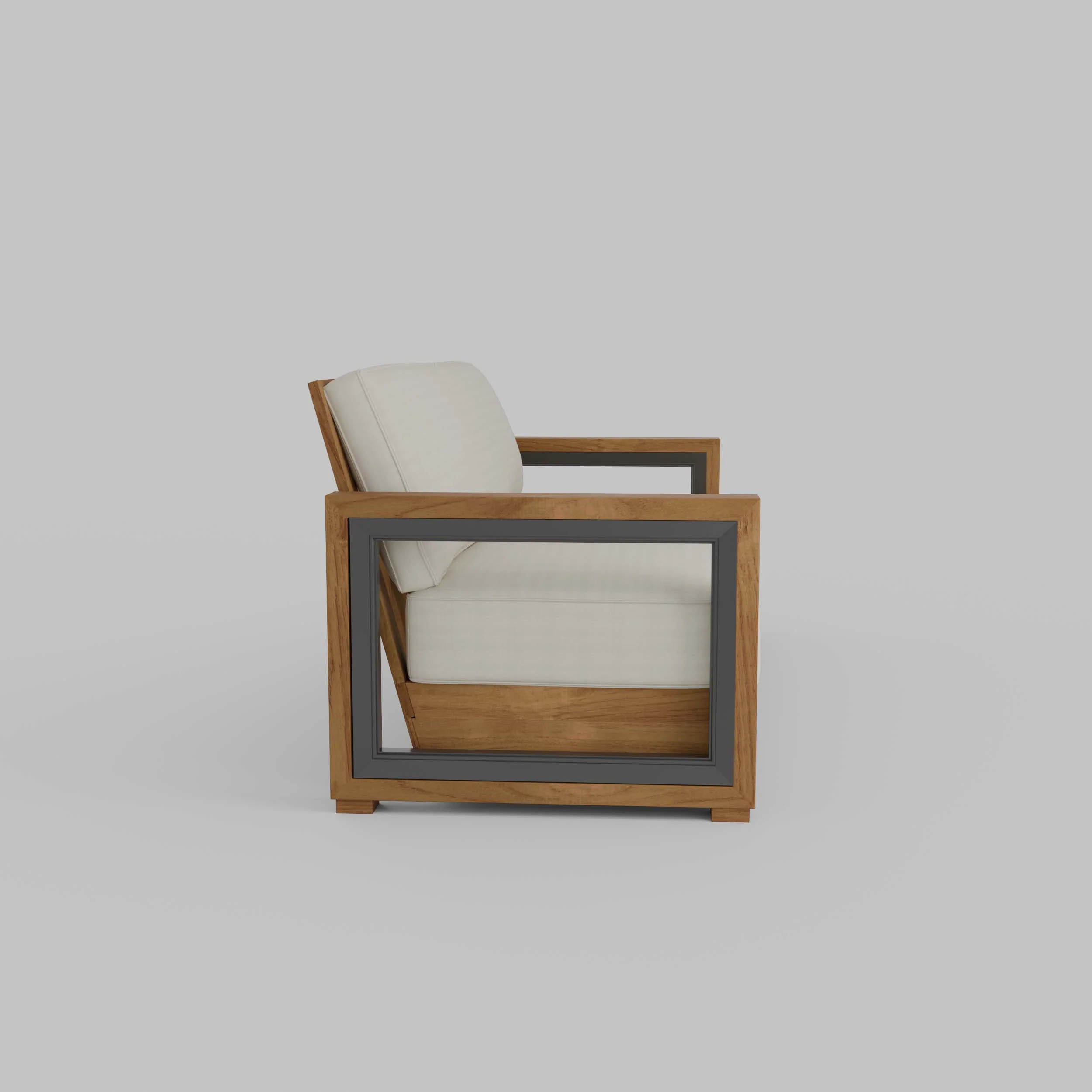 Hans Teak Wood Patio Sofa with Ivory Cushion - Image 48