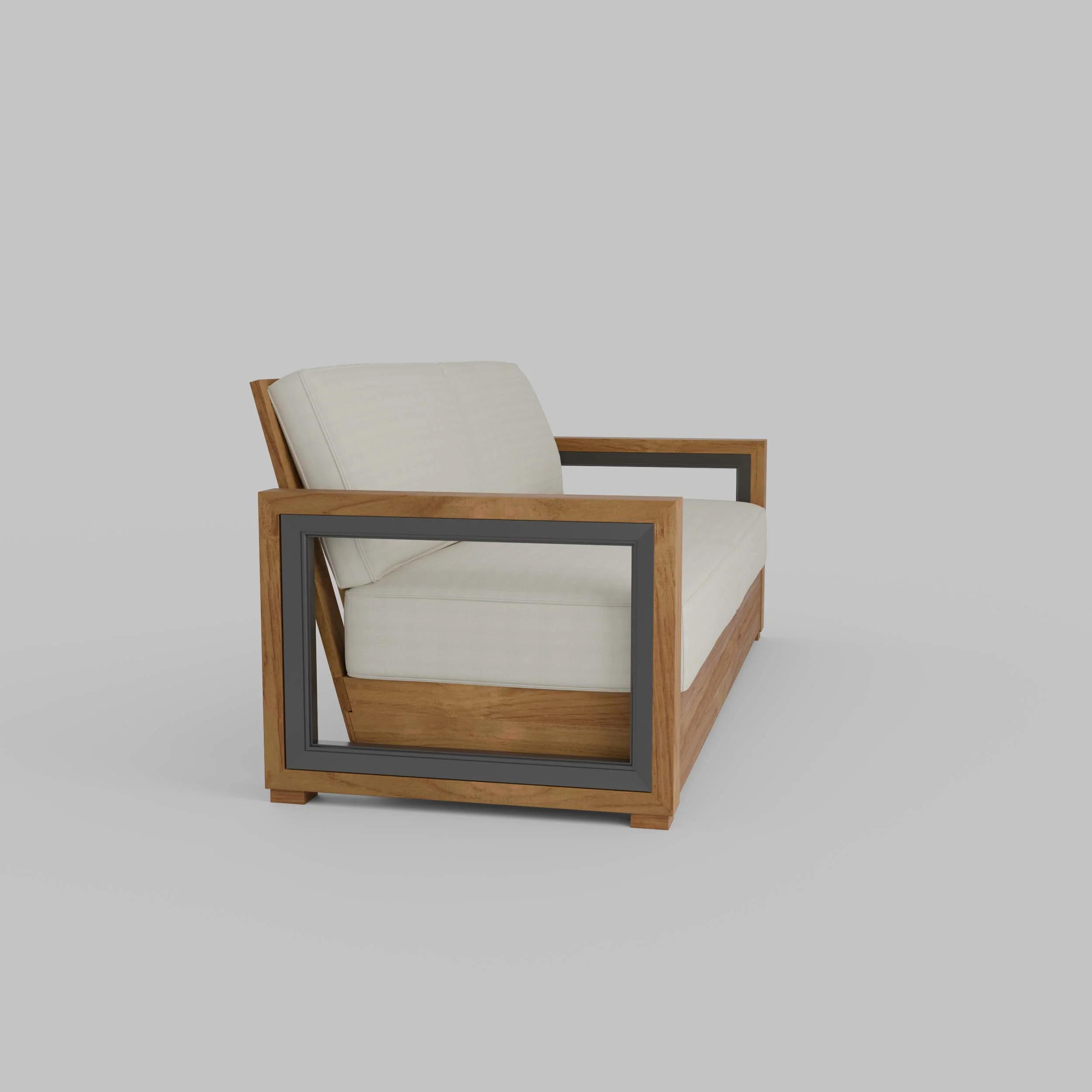 Hans Teak Wood Patio Sofa with Ivory Cushion - Image 49