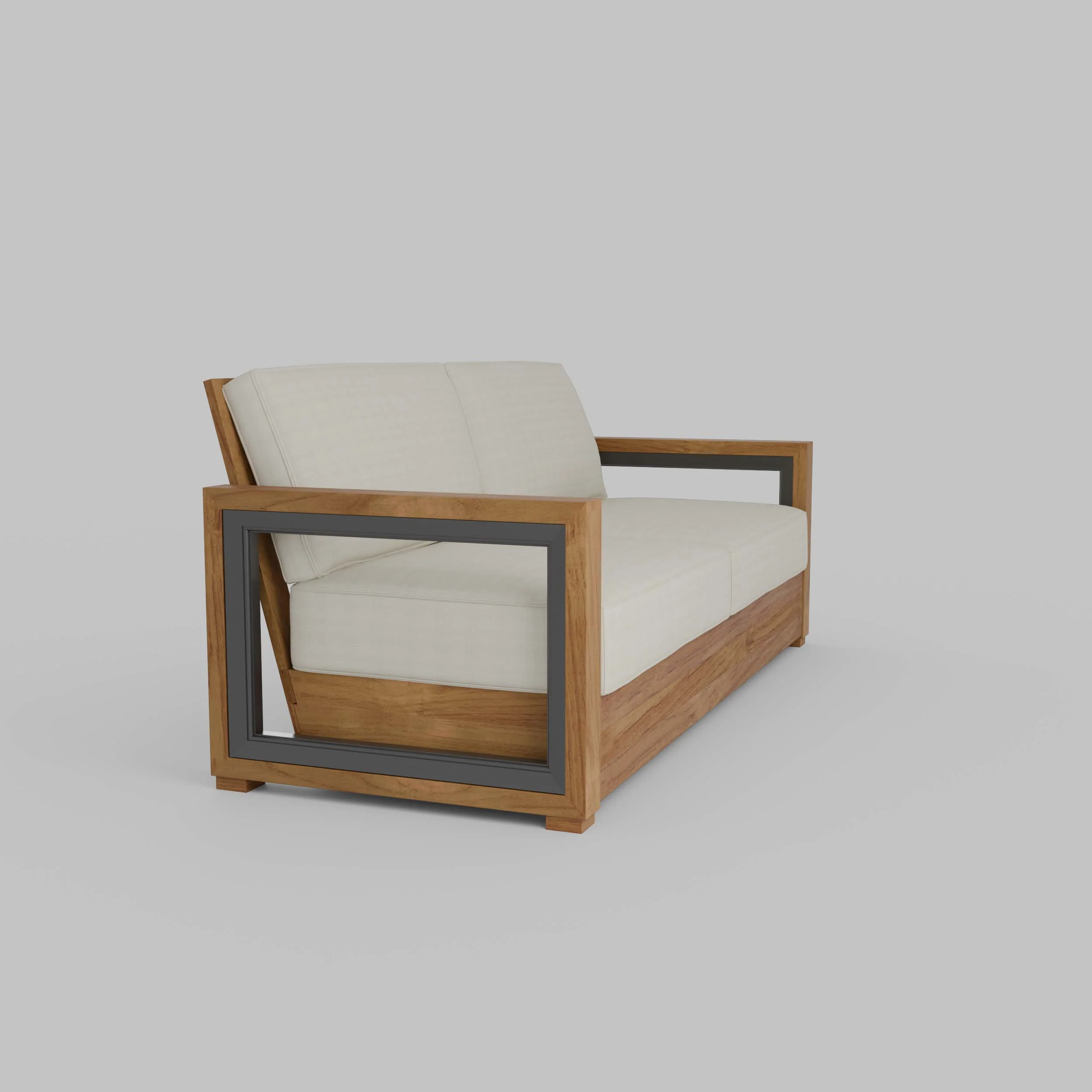 Hans Teak Wood Patio Sofa with Ivory Cushion - Image 50