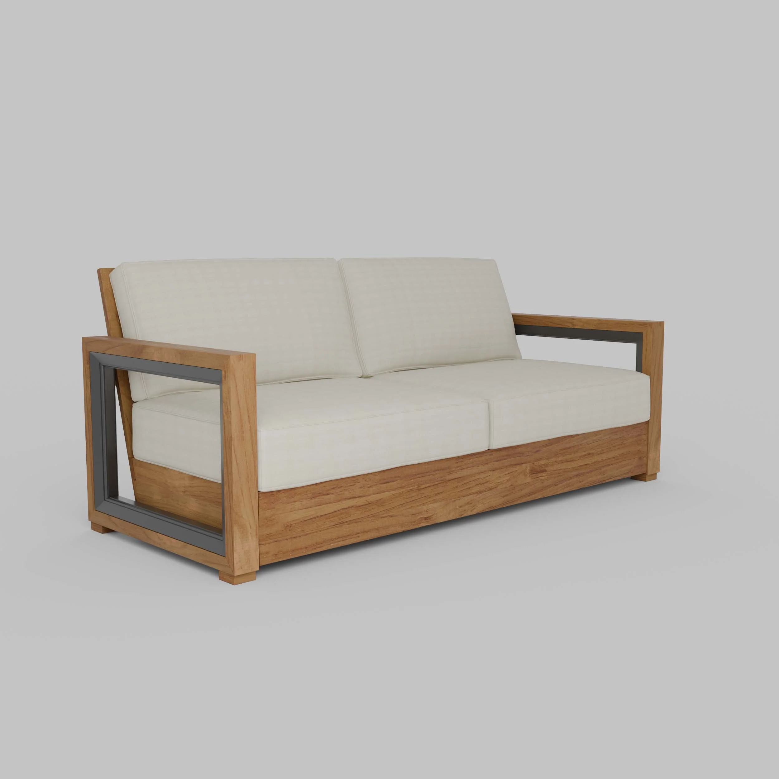 Hans Teak Wood Patio Sofa with Ivory Cushion - Image 53