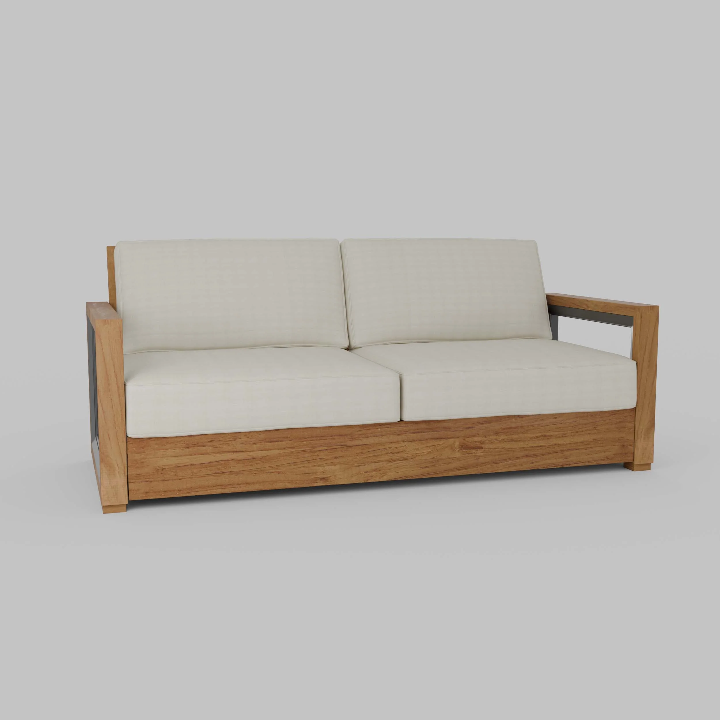 Hans Teak Wood Patio Sofa with Ivory Cushion - Image 56