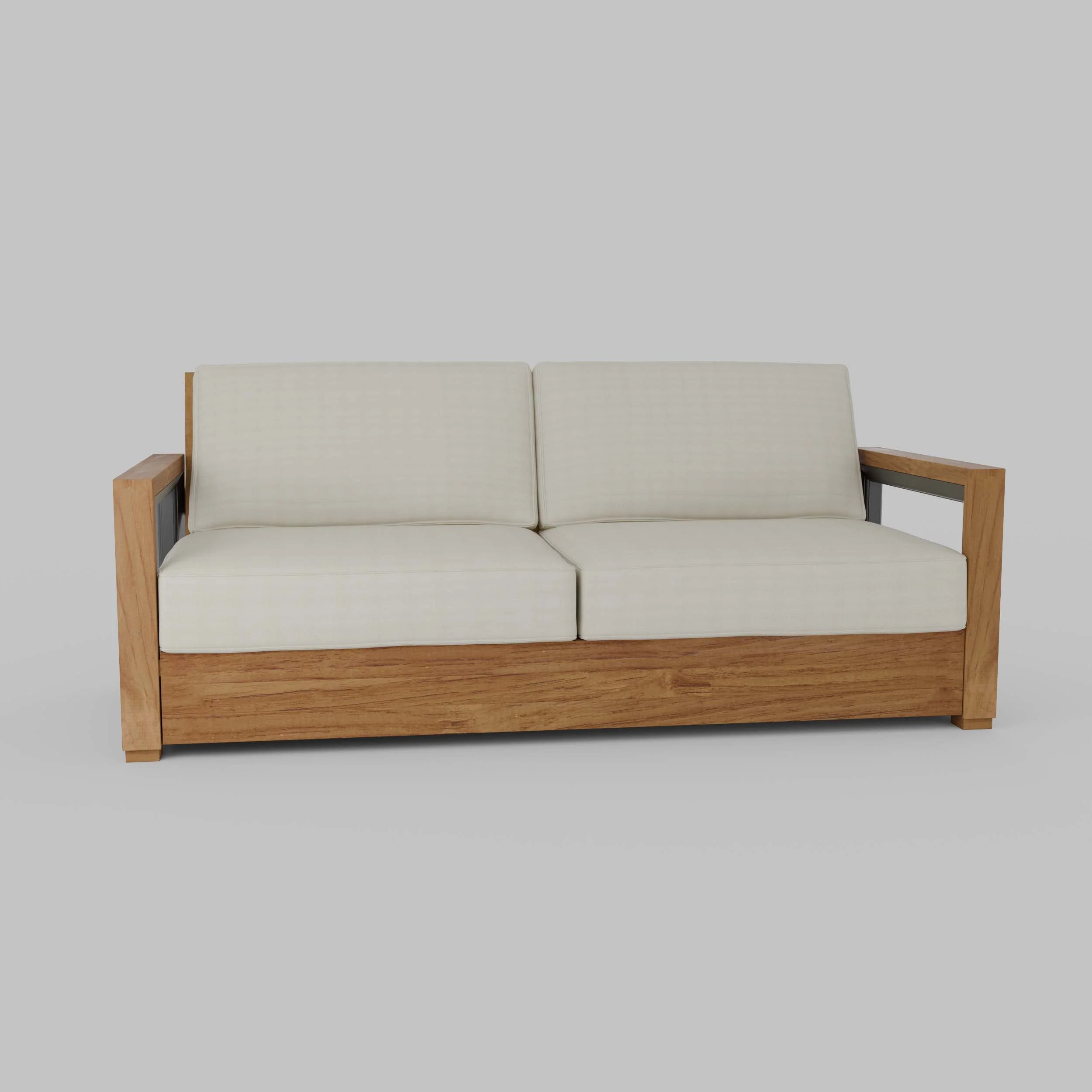 Hans Teak Wood Patio Sofa with Ivory Cushion - Image 57