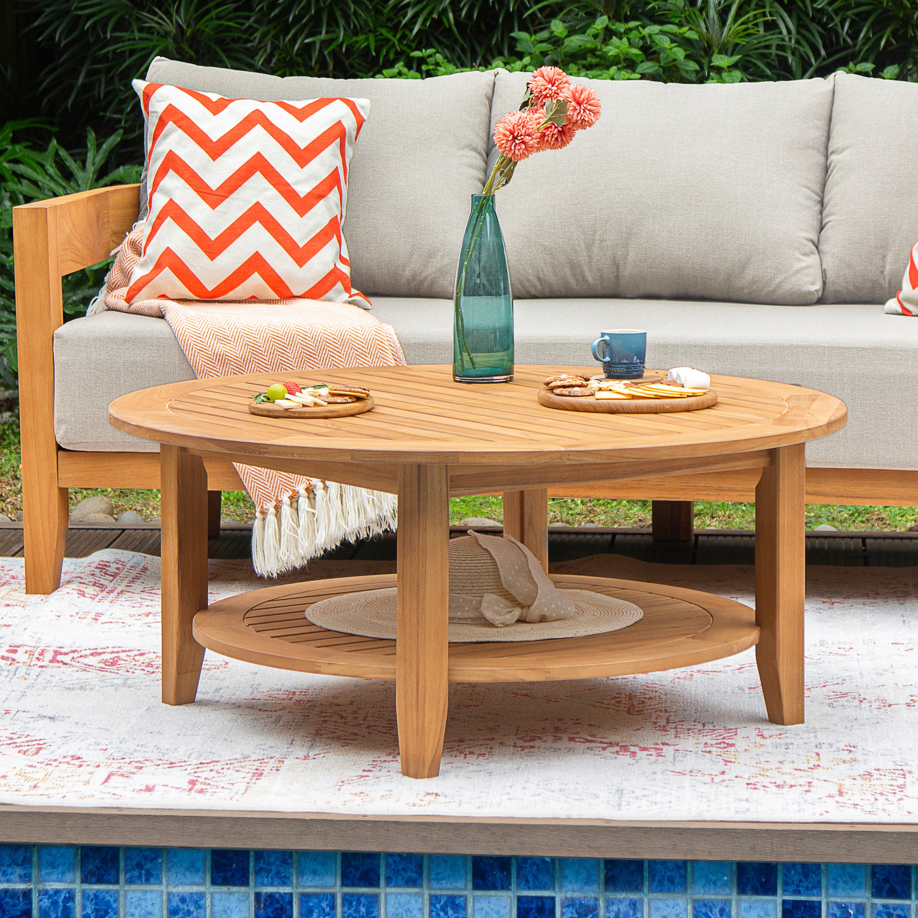 Harper Teak Wood Outdoor 4 Pieces Conversation Set with Ivory Cushion - Image 10