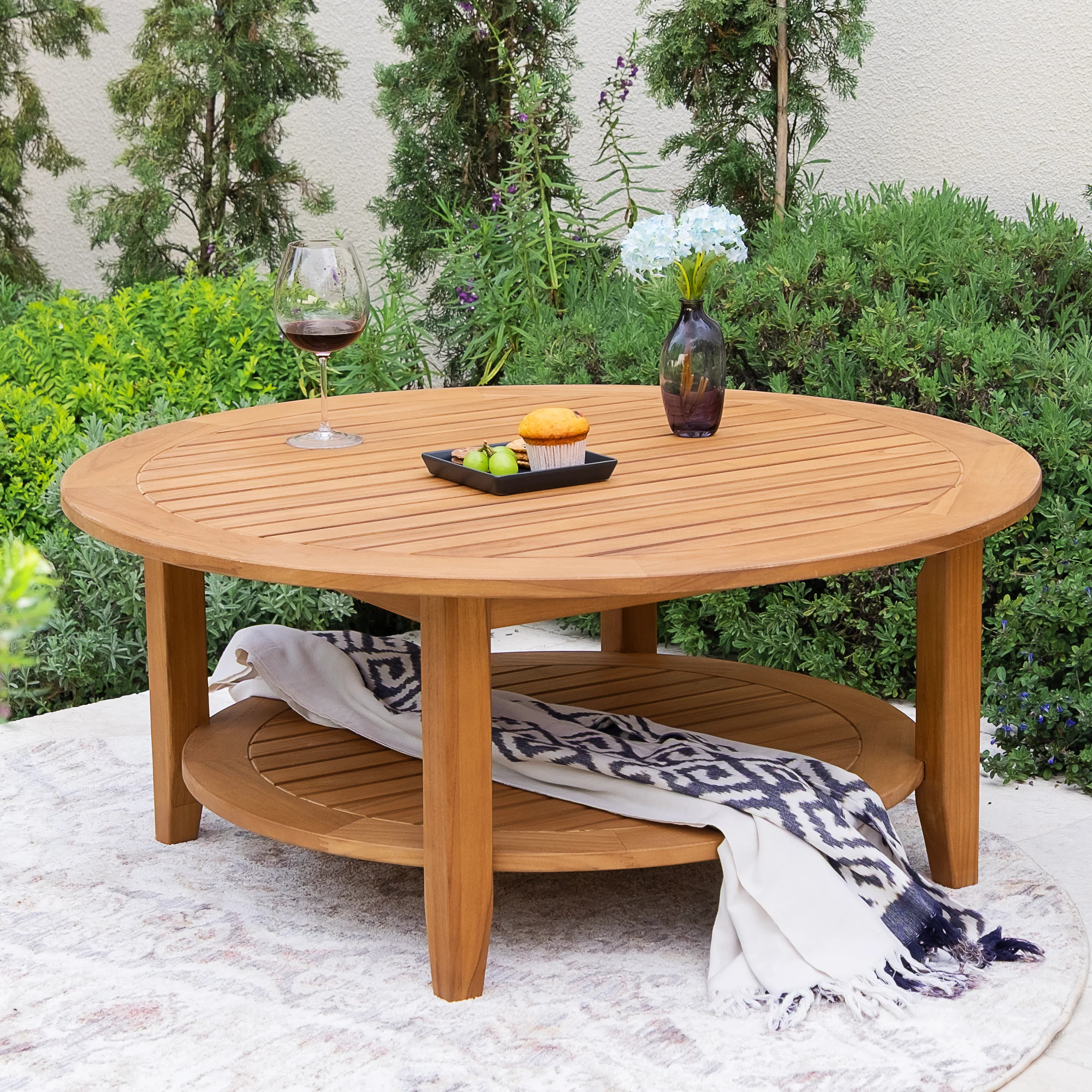 Harper Teak Wood Outdoor 4 Pieces Conversation Set with Ivory Cushion - Image 11