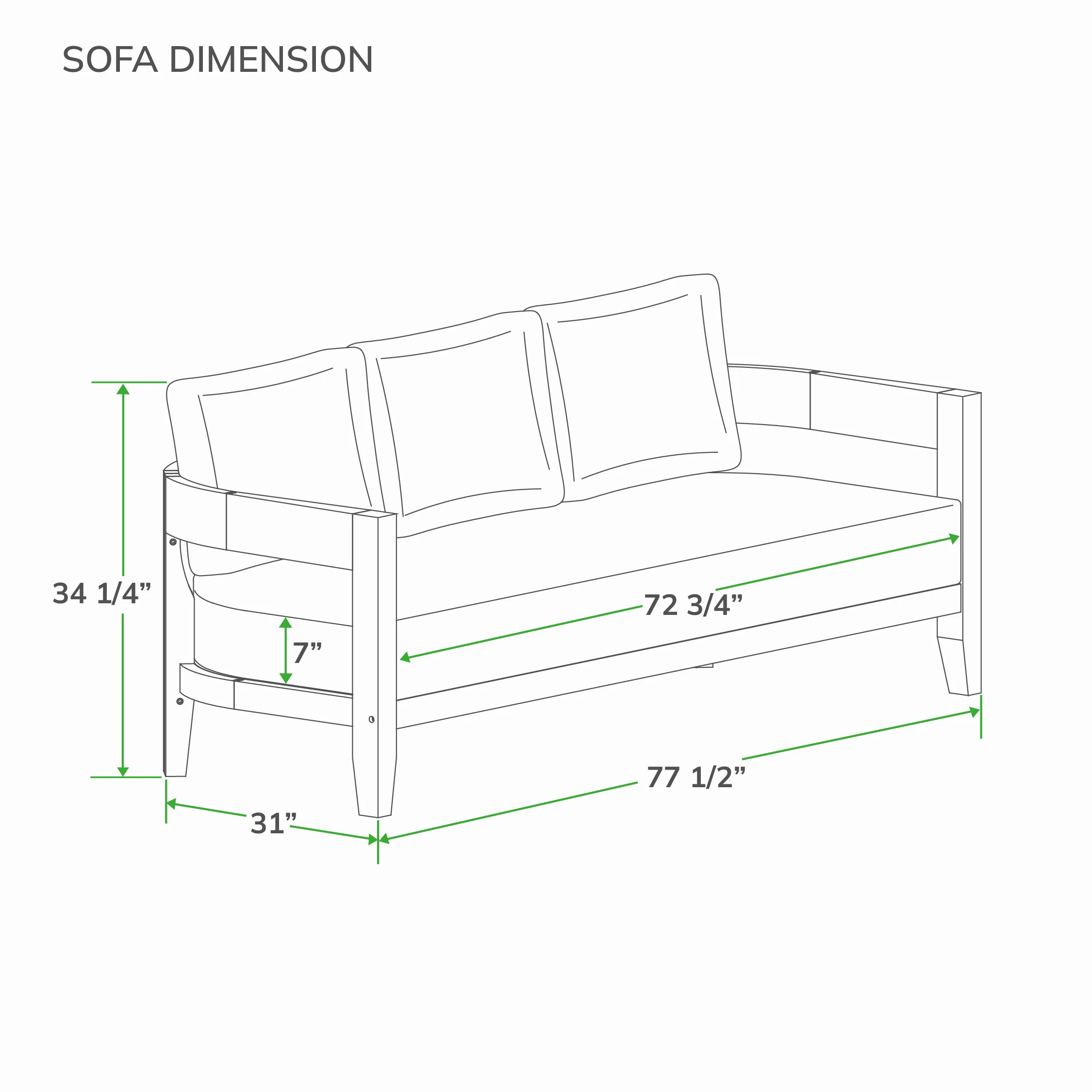 Harper Teak Wood Outdoor Sofa with Ivory Cushion - Image 6
