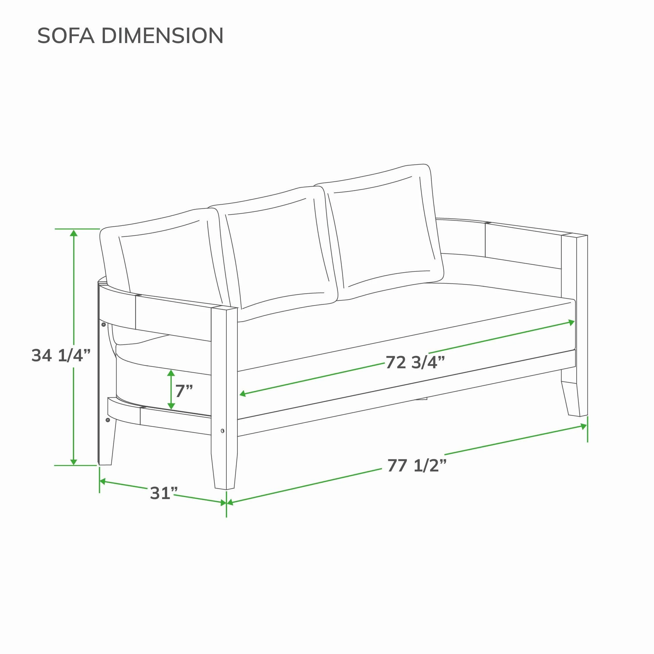 Harper Teak Wood Outdoor Sofa with Gray Cushion - Image 10
