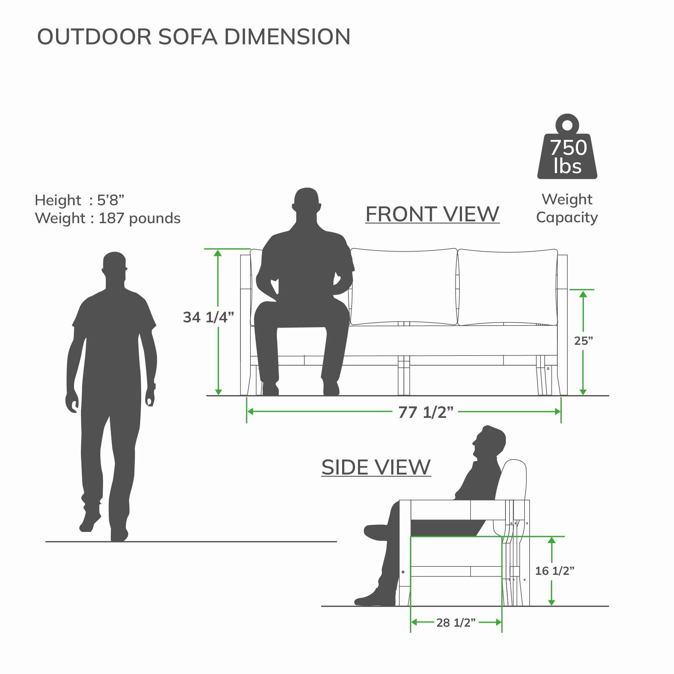 Harper Teak Wood Outdoor Sofa with Gray Cushion - Image 9