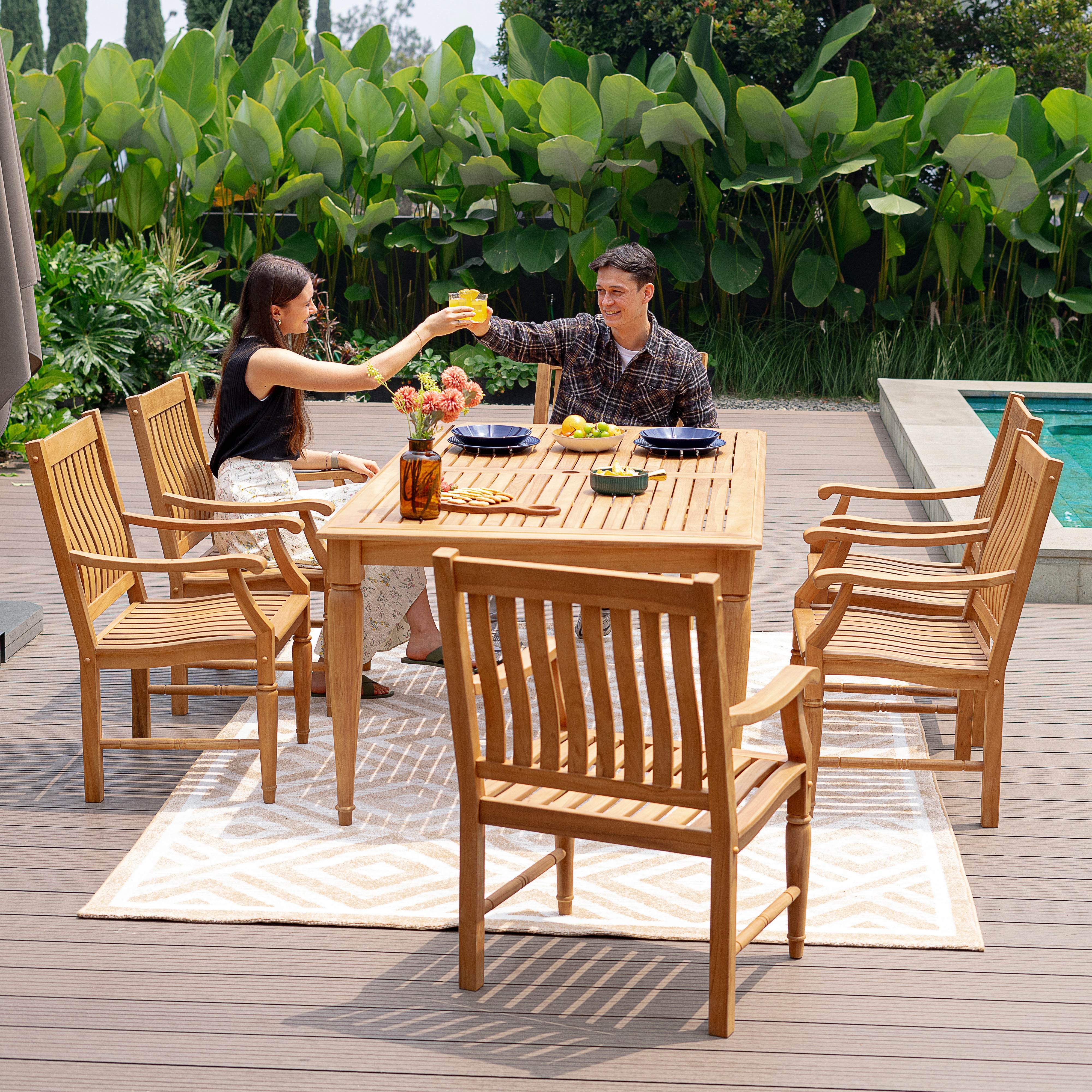 Livingston Teak Wood 2 Pieces Outdoor Dining Chair - Image 6