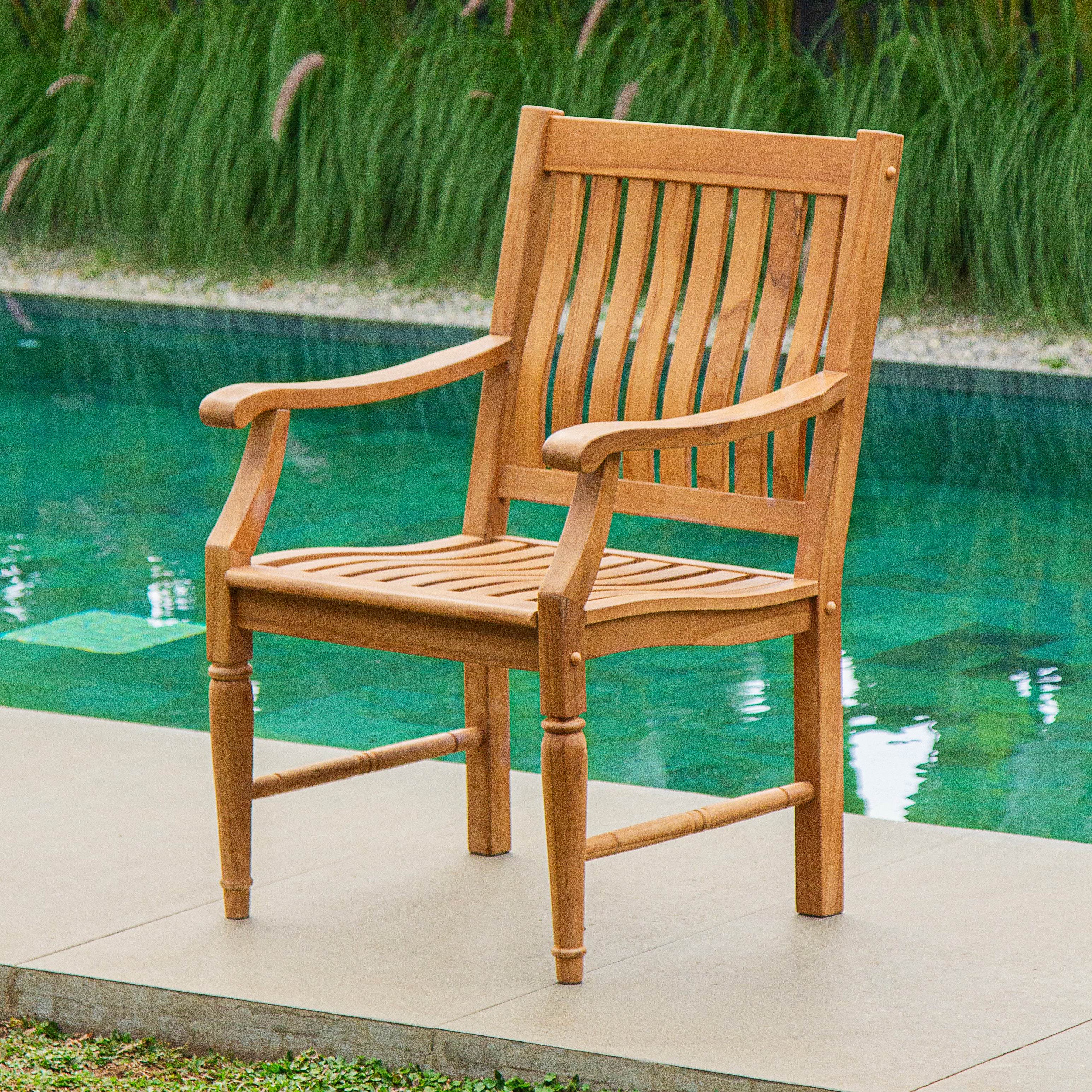 Livingston Teak Wood 2 Pieces Outdoor Dining Chair - Image 8