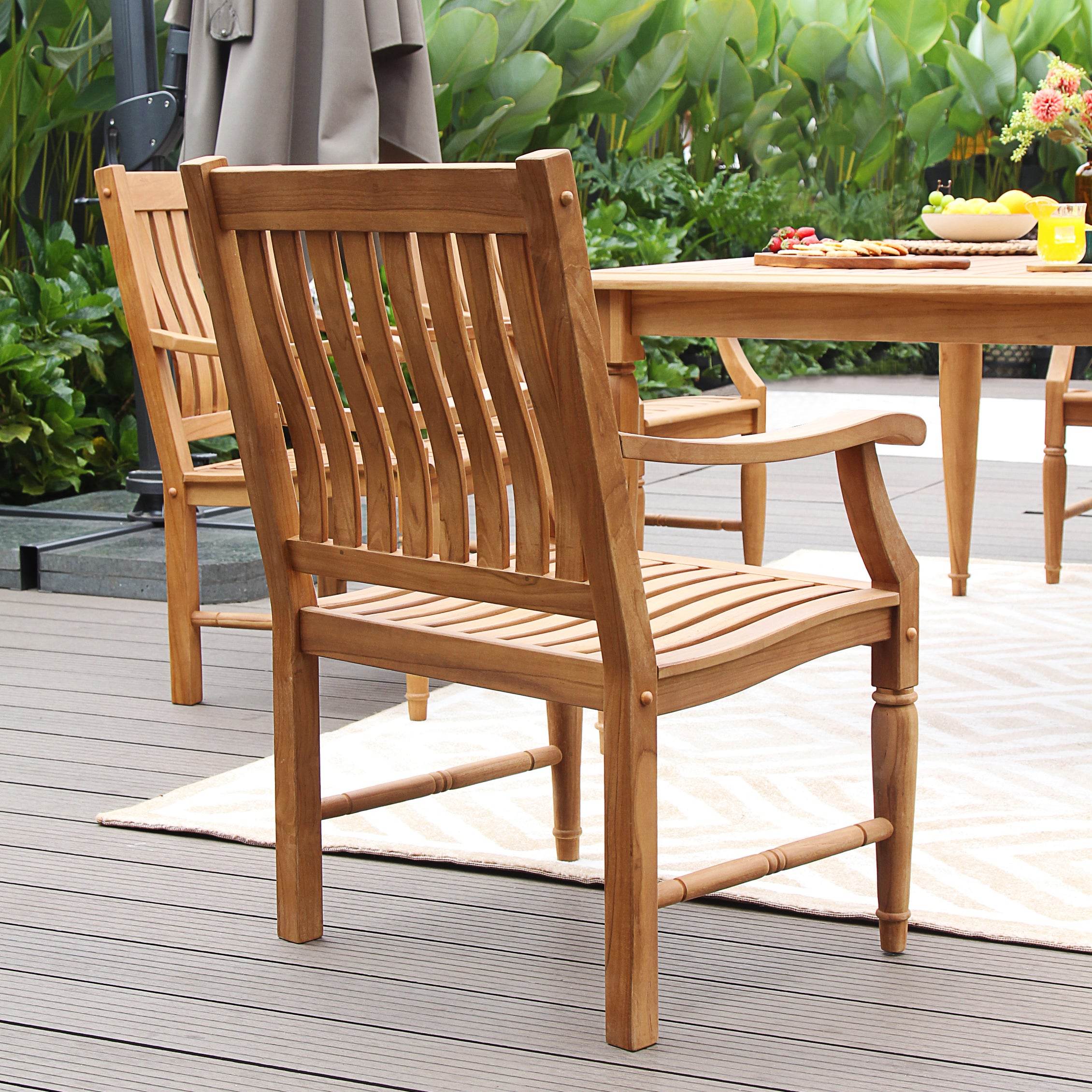 Livingston Teak Wood 2 Pieces Outdoor Dining Chair - Image 9