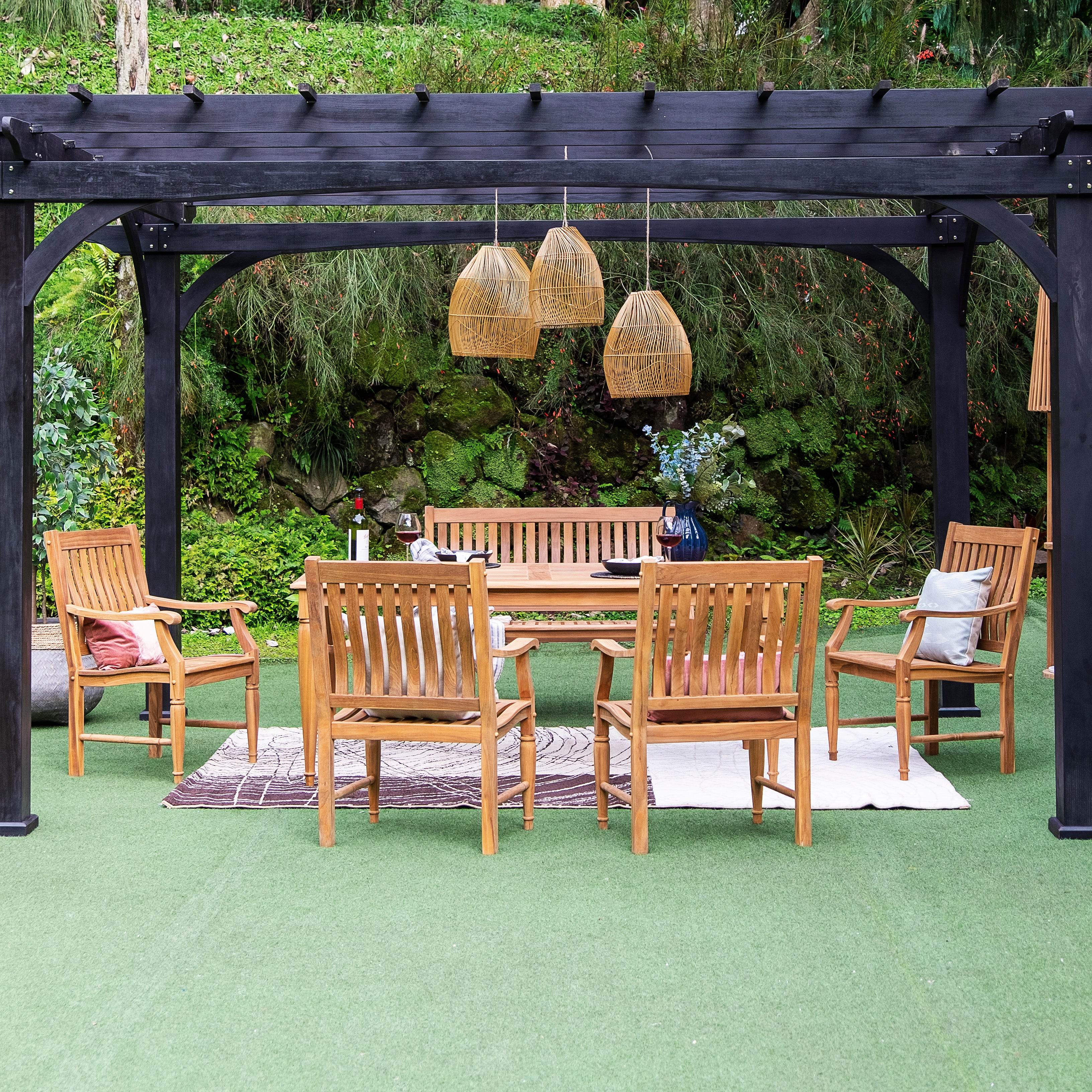 Livingston Teak Wood 6 Pieces Outdoor Dining Set - Image 3