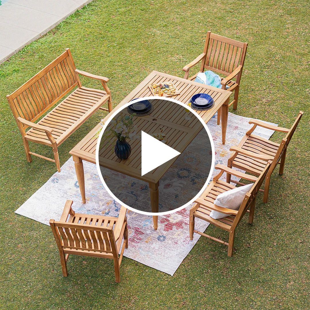 Livingston Teak Wood 6 Pieces Outdoor Dining Set - Image 5