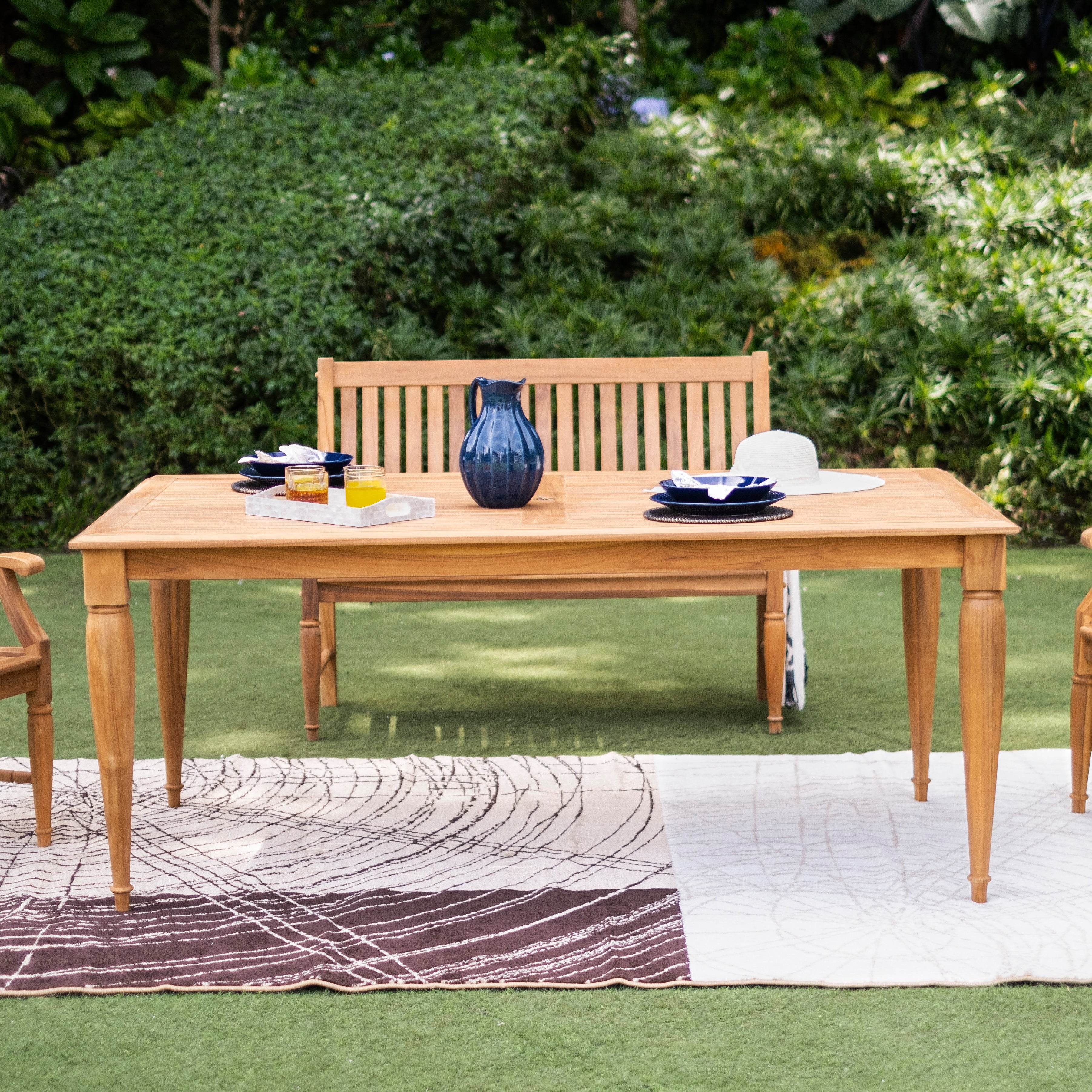 Livingston Teak Wood 6 Pieces Outdoor Dining Set - Image 7