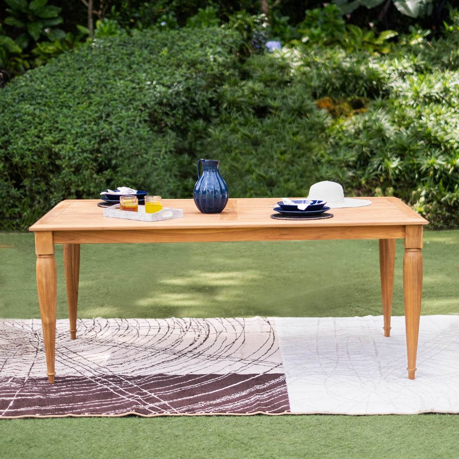 Livingston Teak Wood 7 Pieces Outdoor Dining Set - Image 5