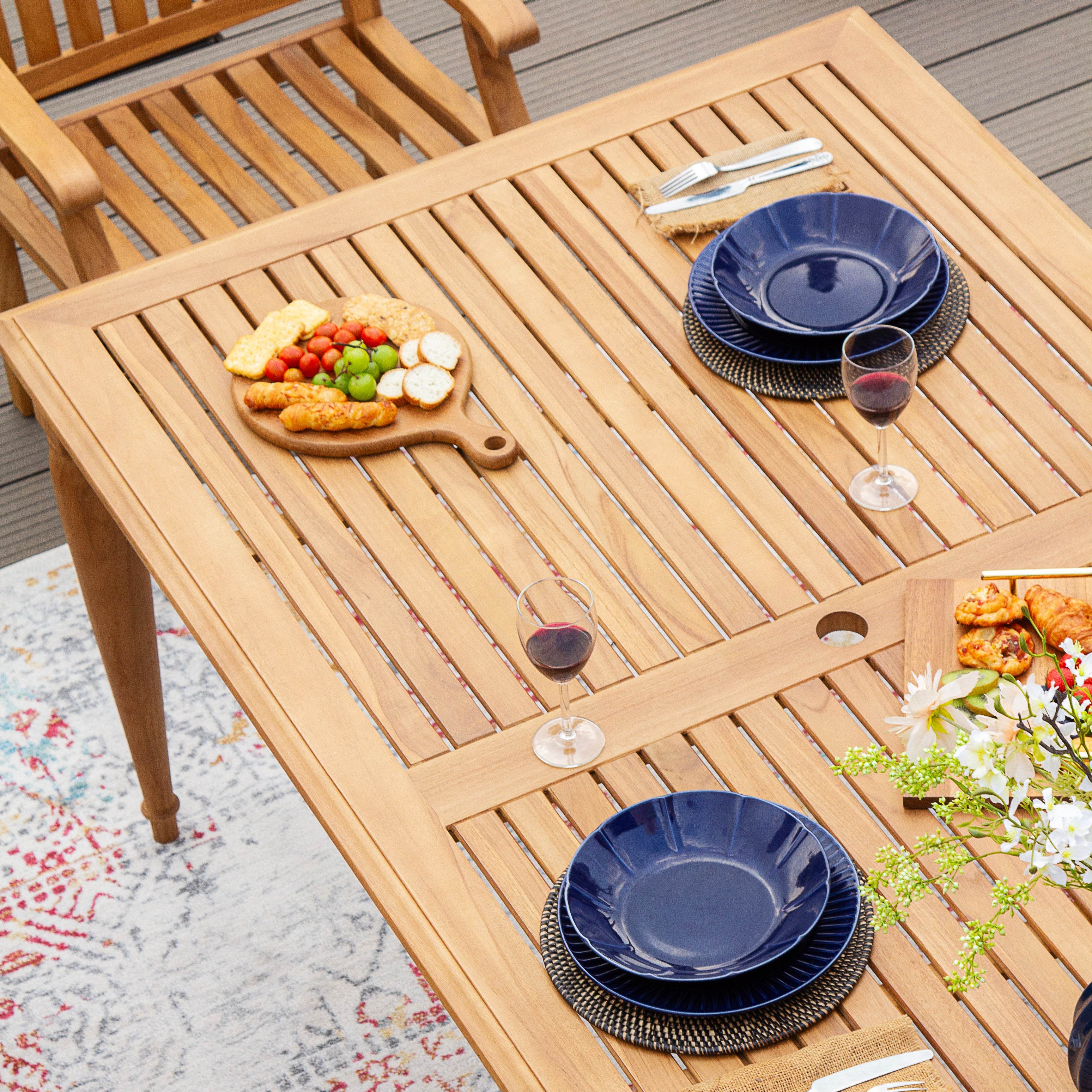Livingston Teak Wood 7 Pieces Outdoor Dining Set - Image 8