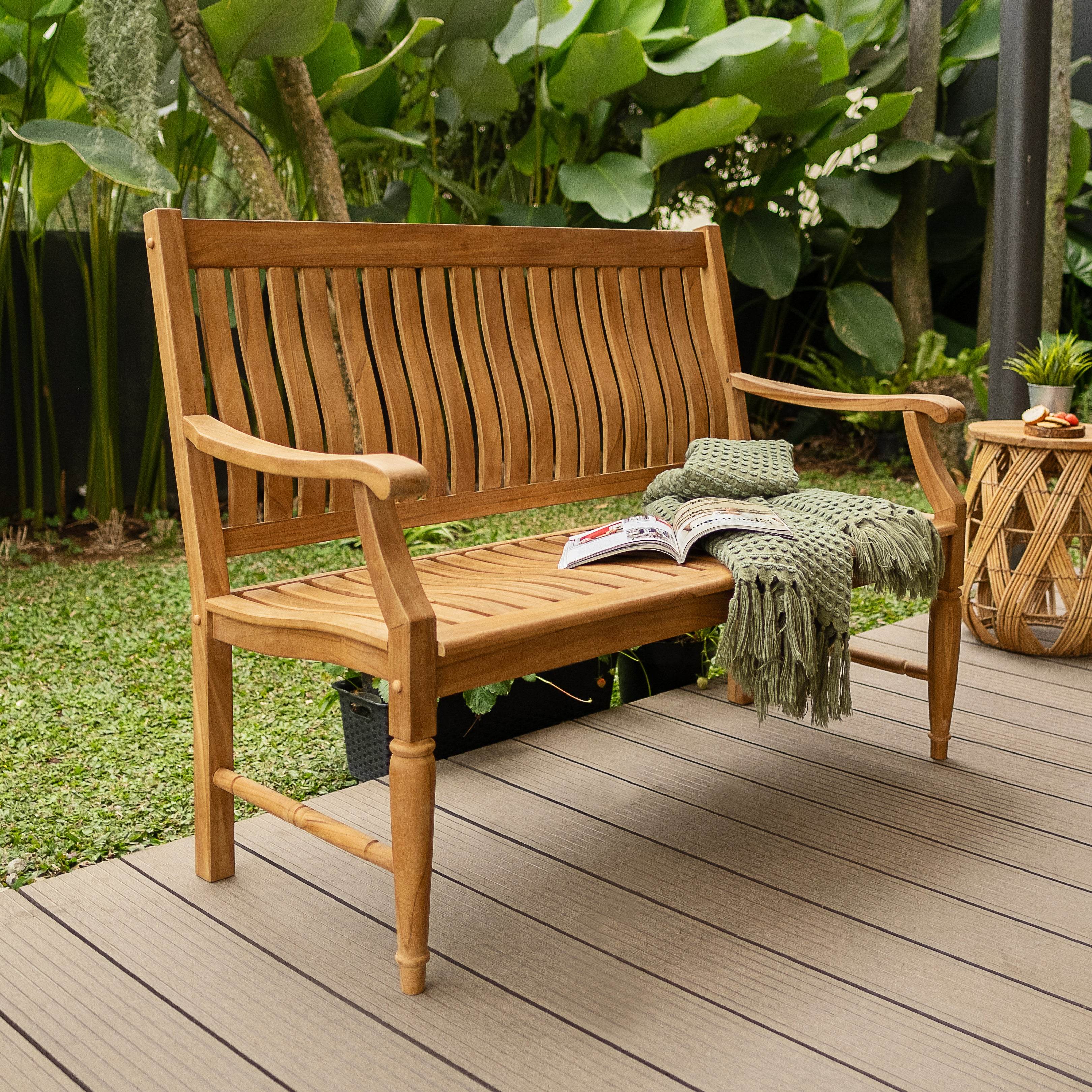 Livingston Teak Wood Outdoor Bench - Image 4