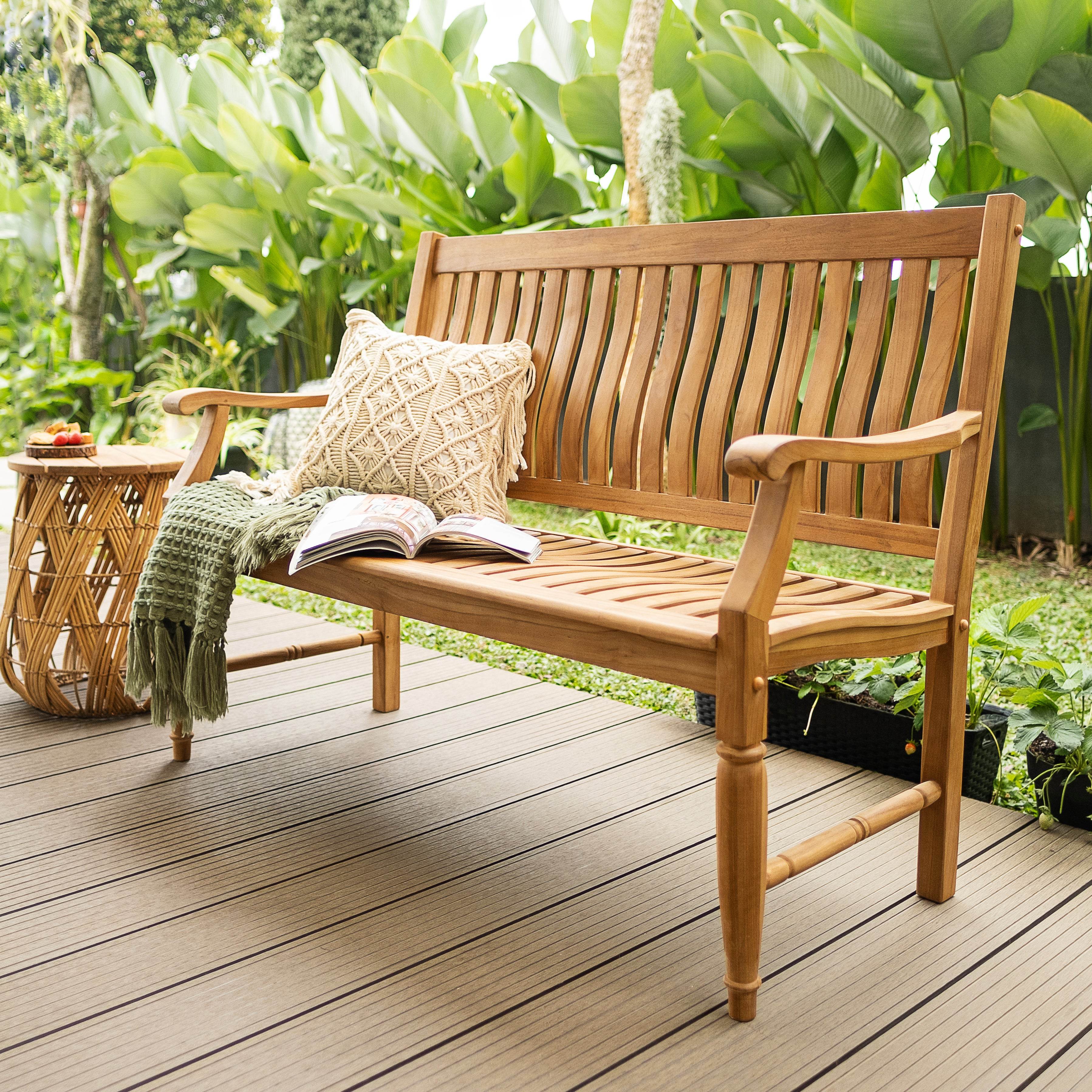 Livingston Teak Wood Outdoor Bench - Image 5