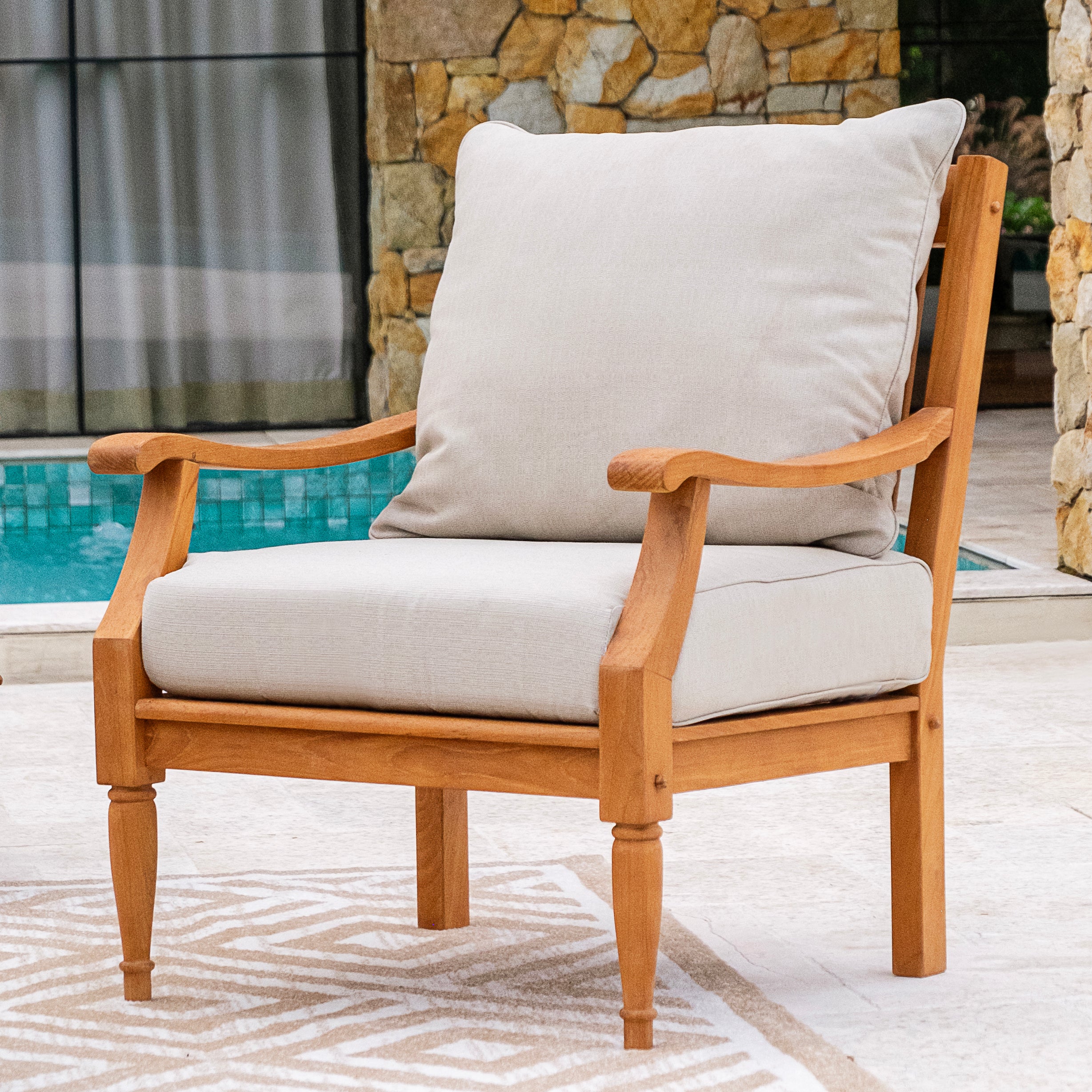 Livingston Teak Wood Outdoor Lounge Chair - Image 3
