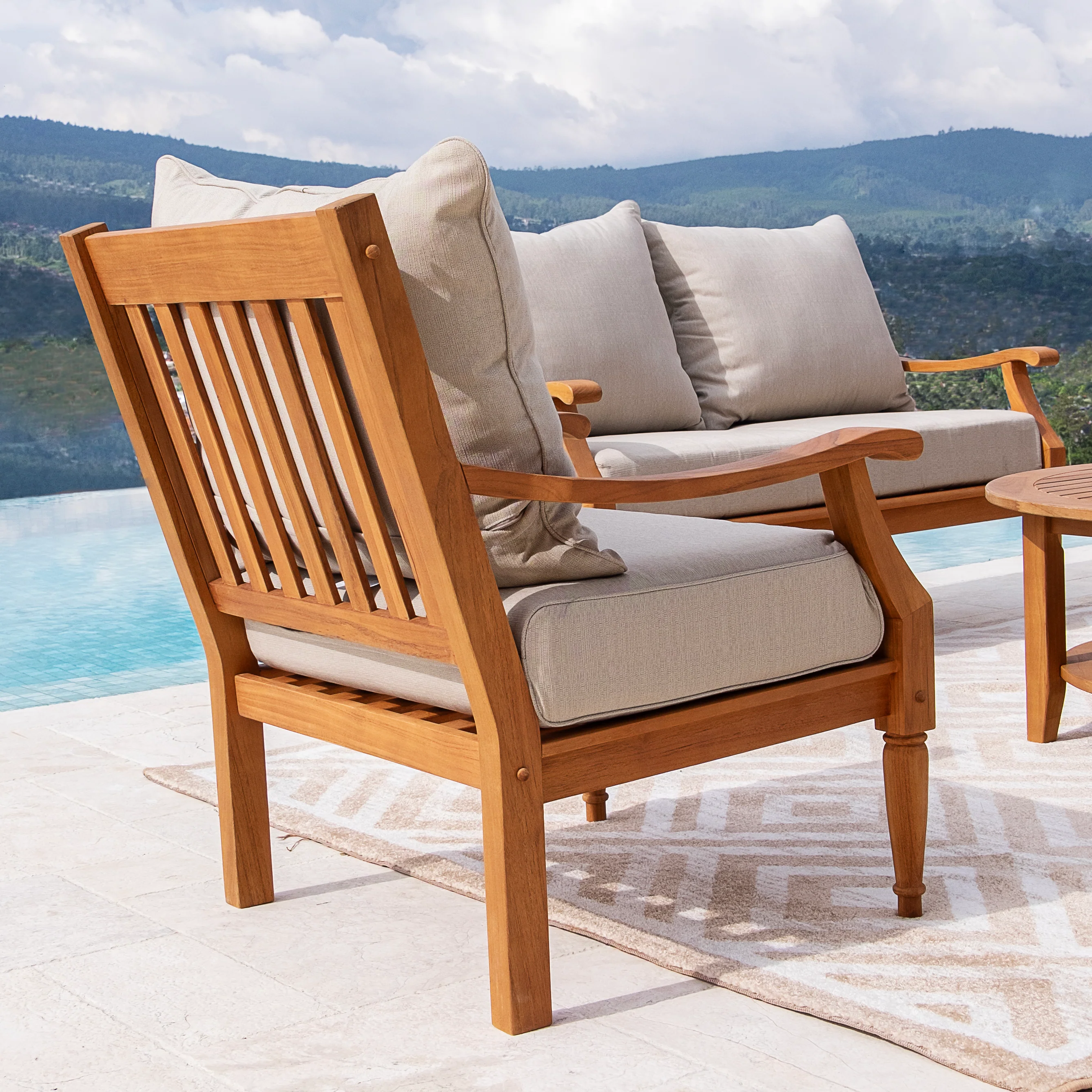 Livingston Teak Wood Outdoor Lounge Chair - Image 6