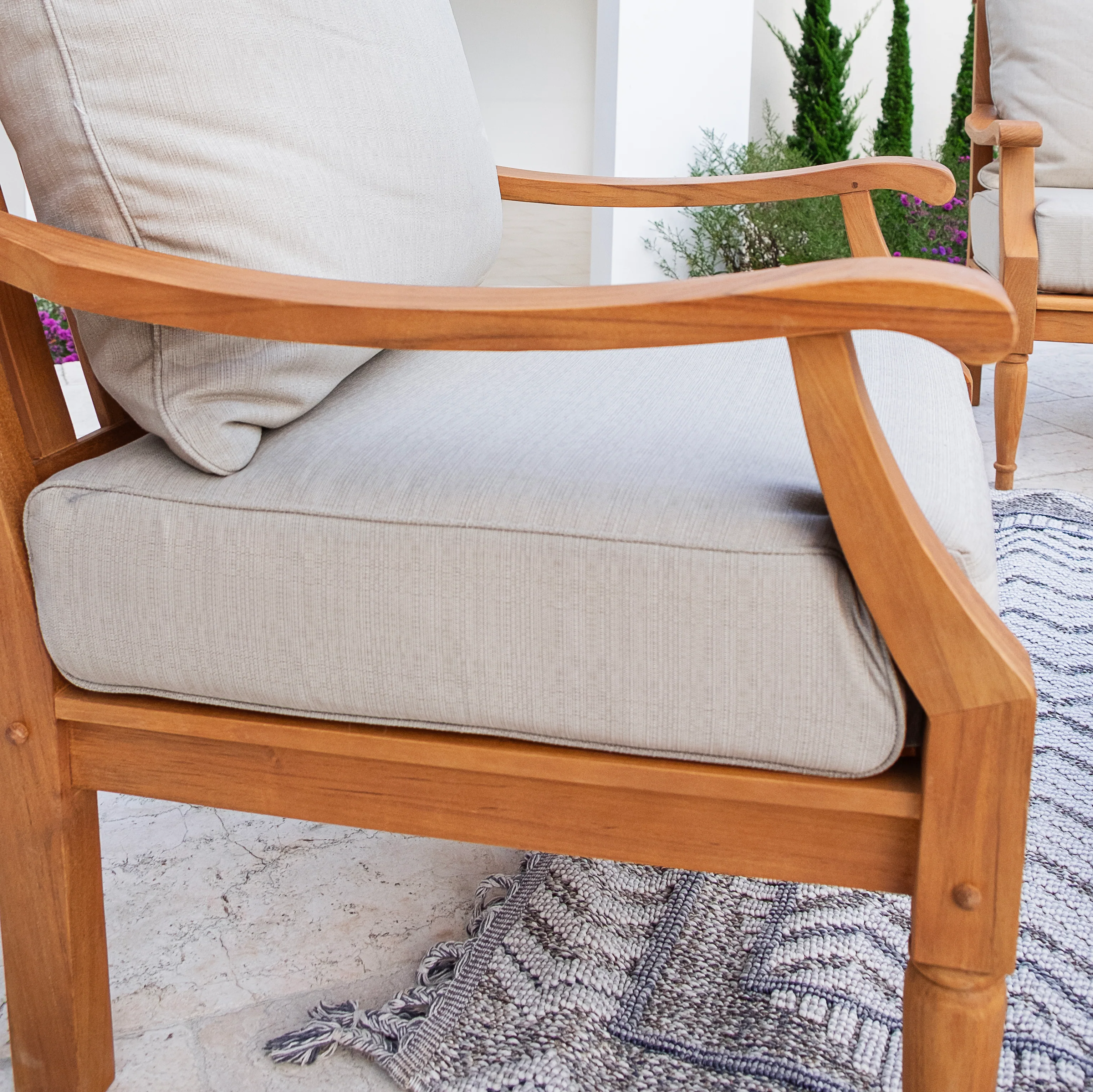 Livingston Teak Wood Outdoor Lounge Chair - Image 9