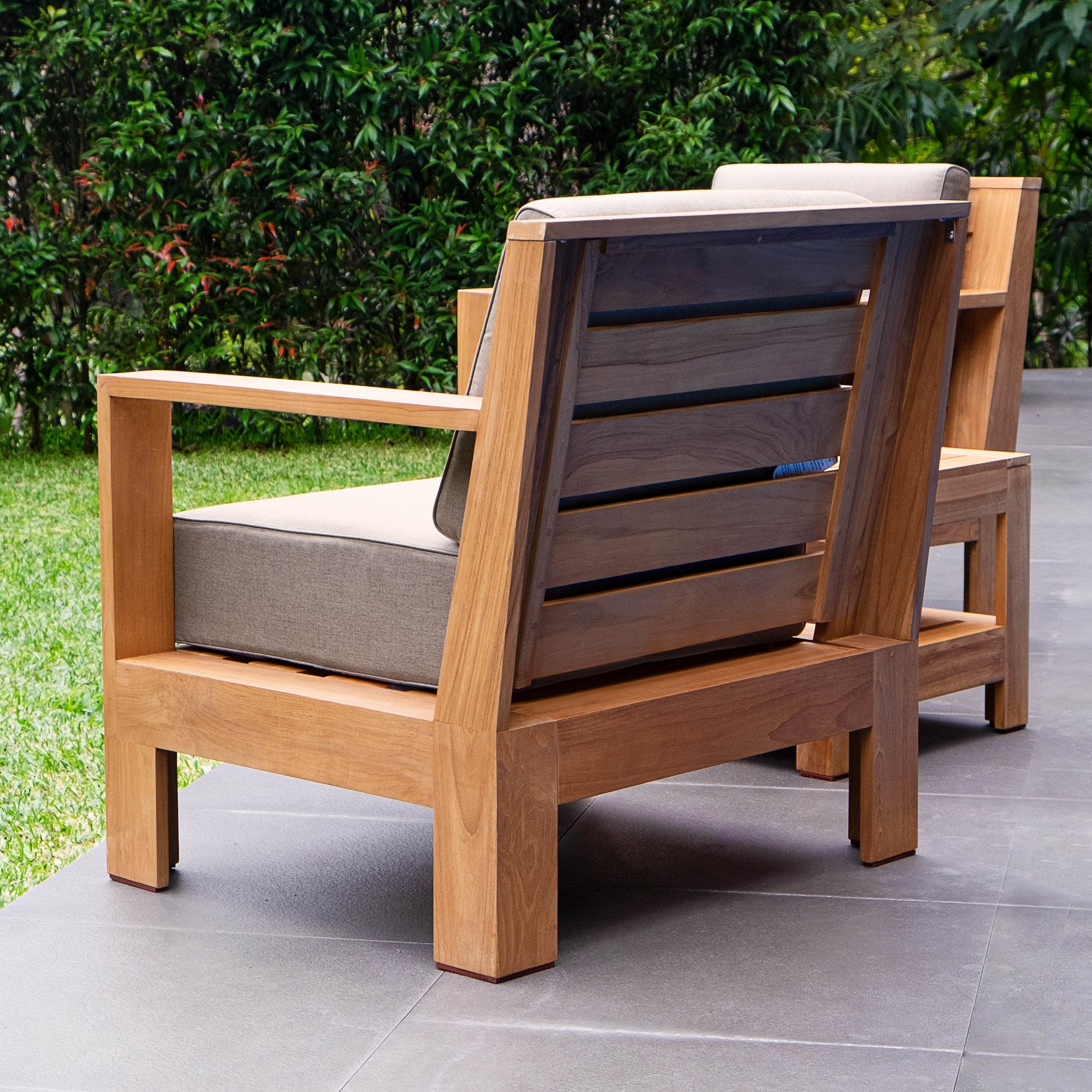 Logan Teak Outdoor Lounge Chair with Sunbrella Cast Shale Cushion - Image 6