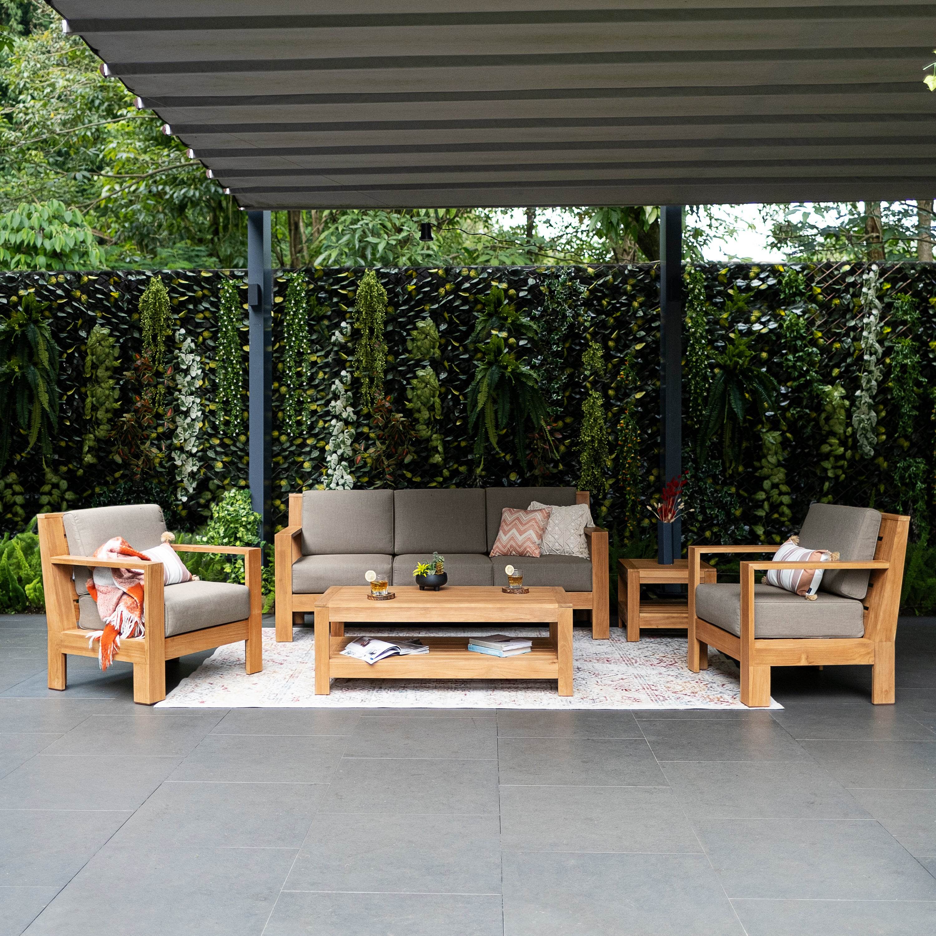 Logan Teak Outdoor Lounge Chair with Sunbrella Cast Shale Cushion - Image 7