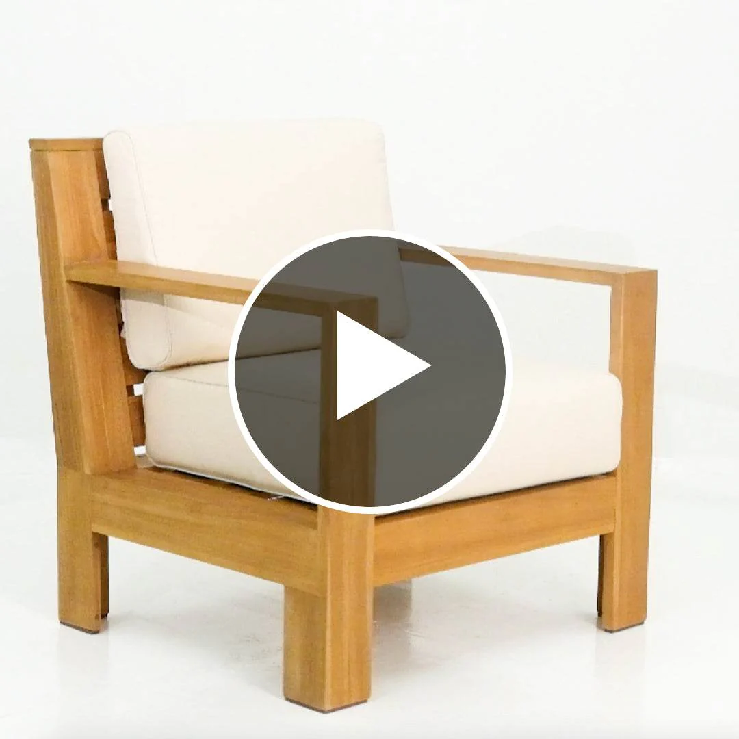 Logan Teak Outdoor Lounge Chair with Sunbrella Vellum Cushion - Image 5