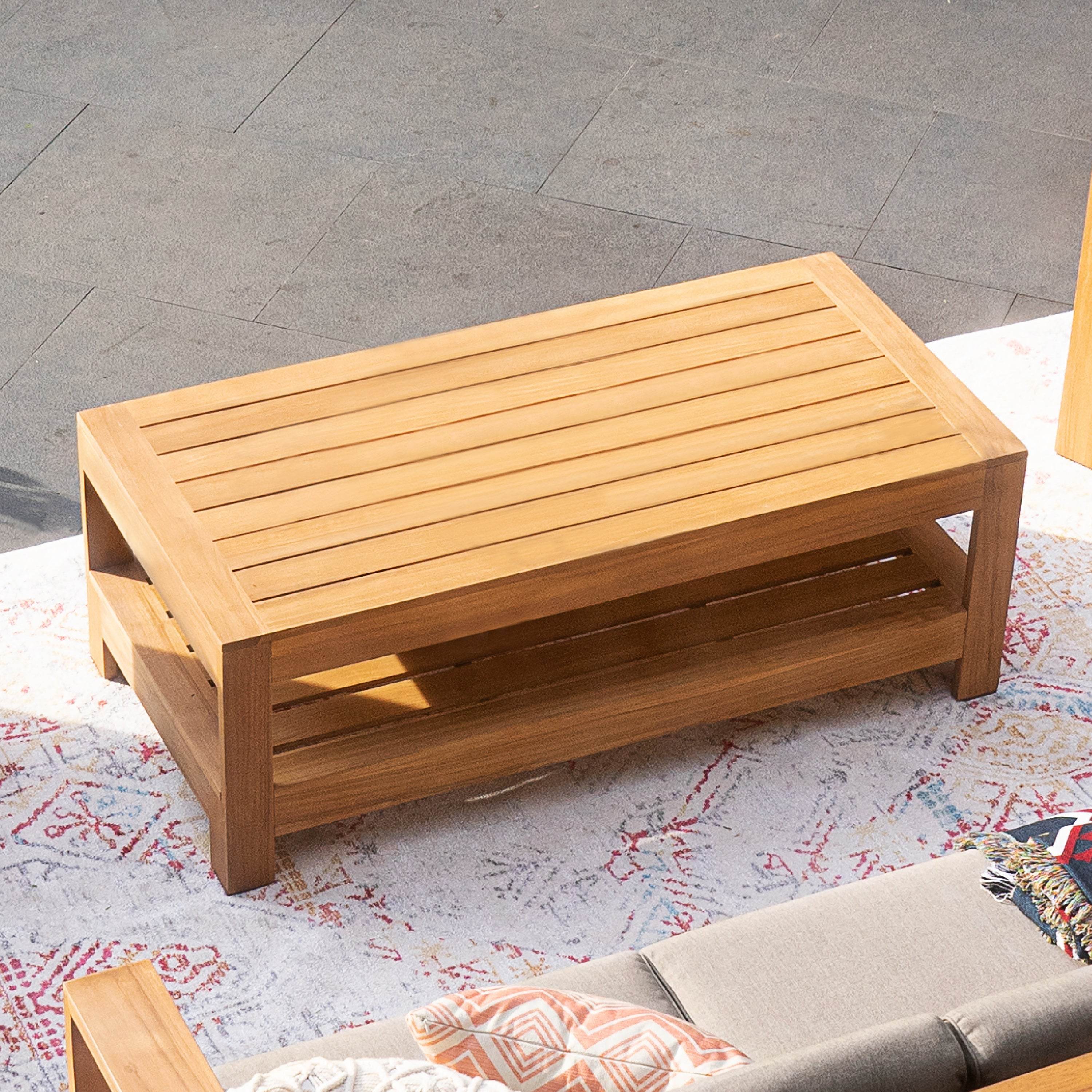 Logan Teak Wood Outdoor Coffee Table - Image 9