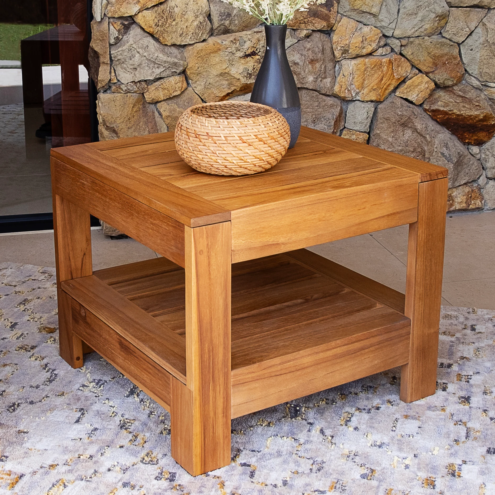 Logan Teak Wood Outdoor Side Table - Image 4