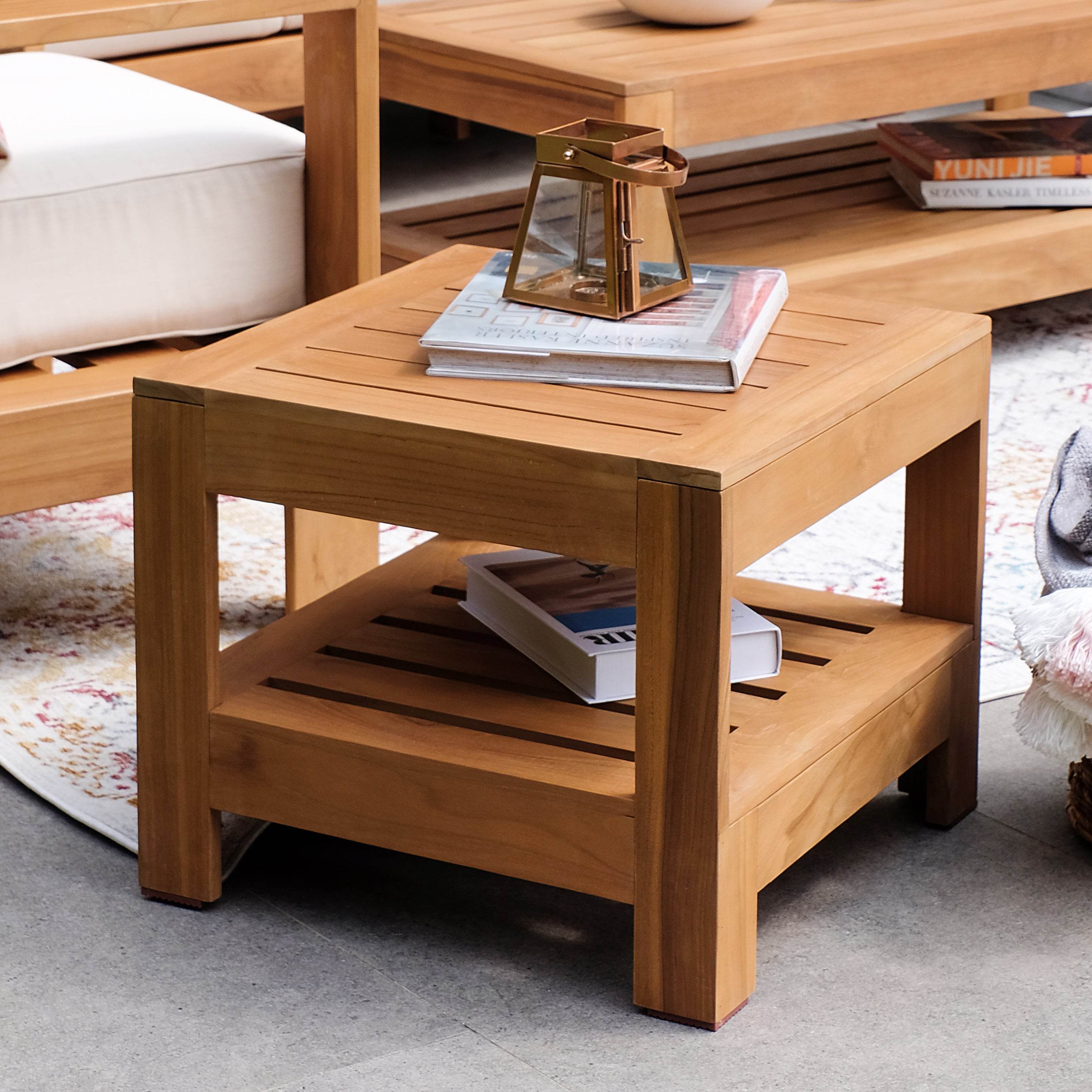 Logan Teak Wood Outdoor Side Table - Image 7