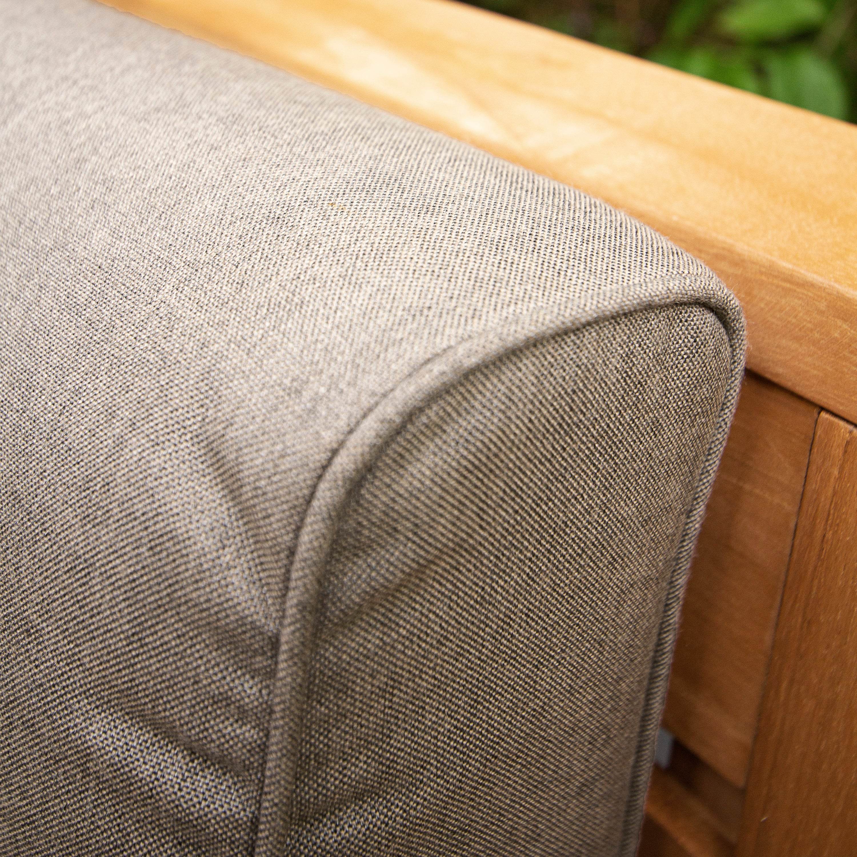 Logan Teak Wood Patio Sofa with Sunbrella Cast Shale Cushion - Image 12