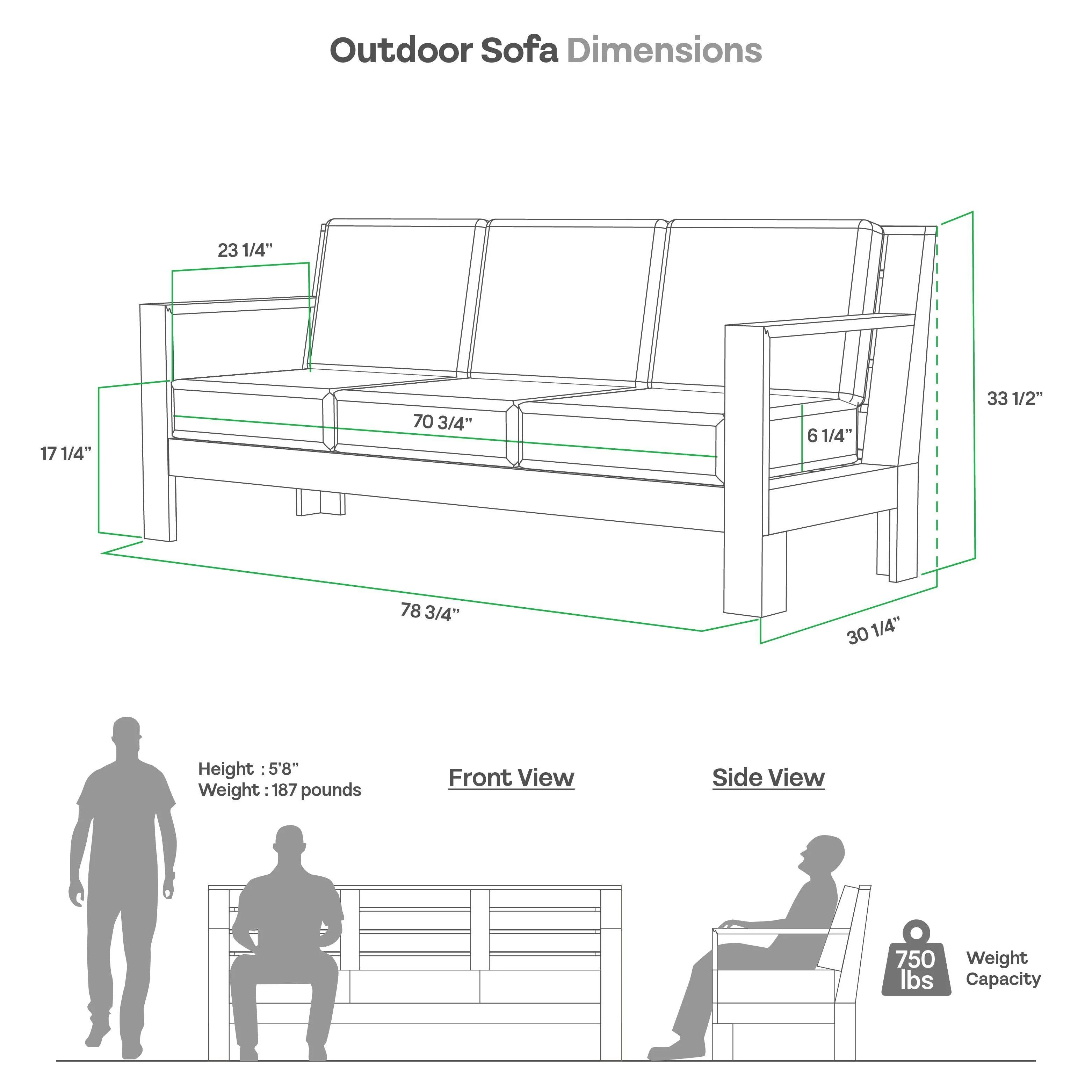 Logan Teak Wood Patio Sofa with Sunbrella Cast Shale Cushion - Image 15