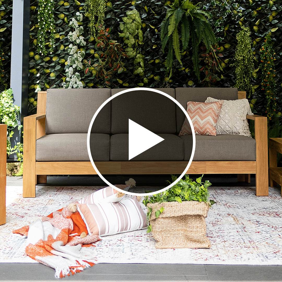Logan Teak Wood Patio Sofa with Sunbrella Cast Shale Cushion - Image 5