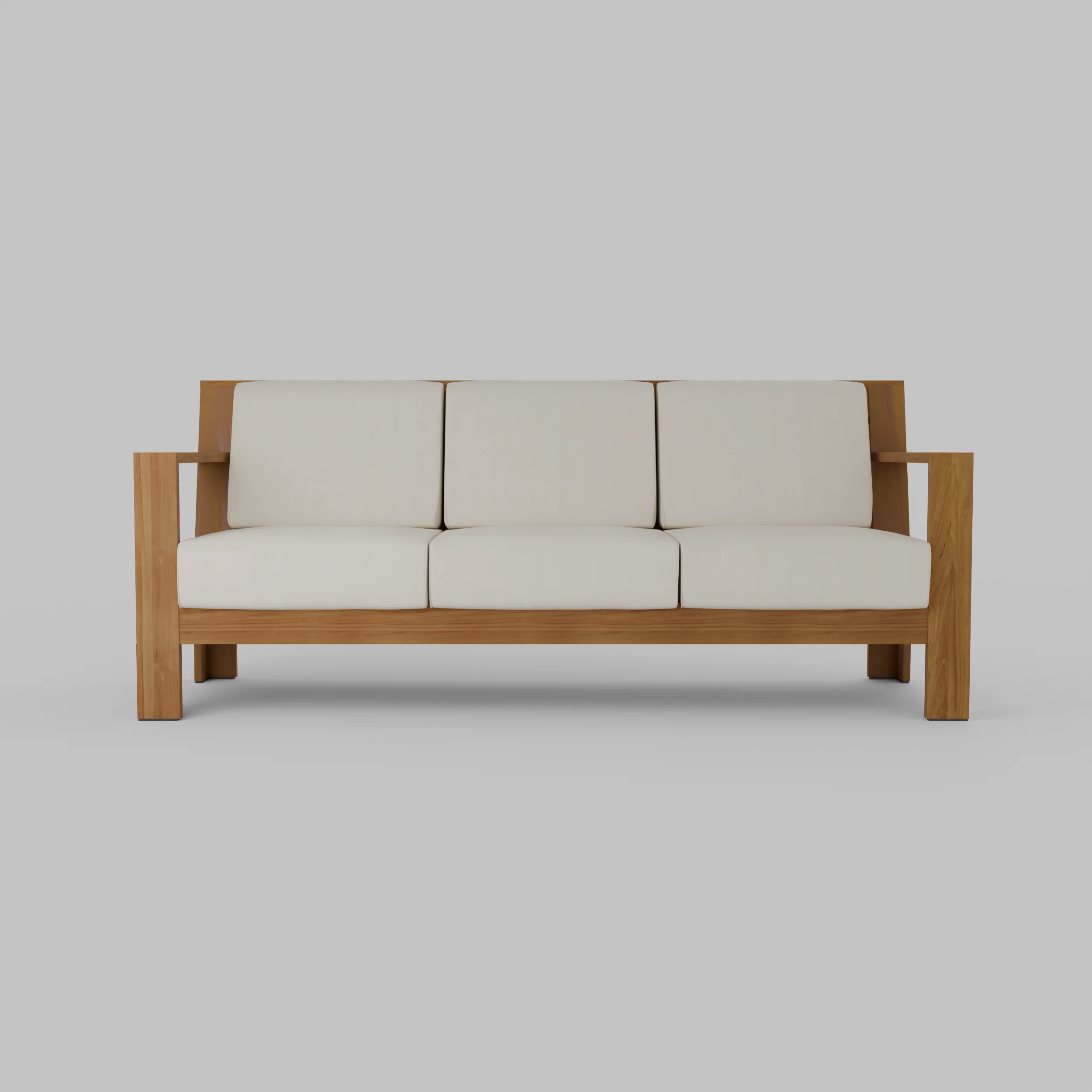 Logan Teak Wood Patio Sofa with Sunbrella Vellum Cushion - Image 14