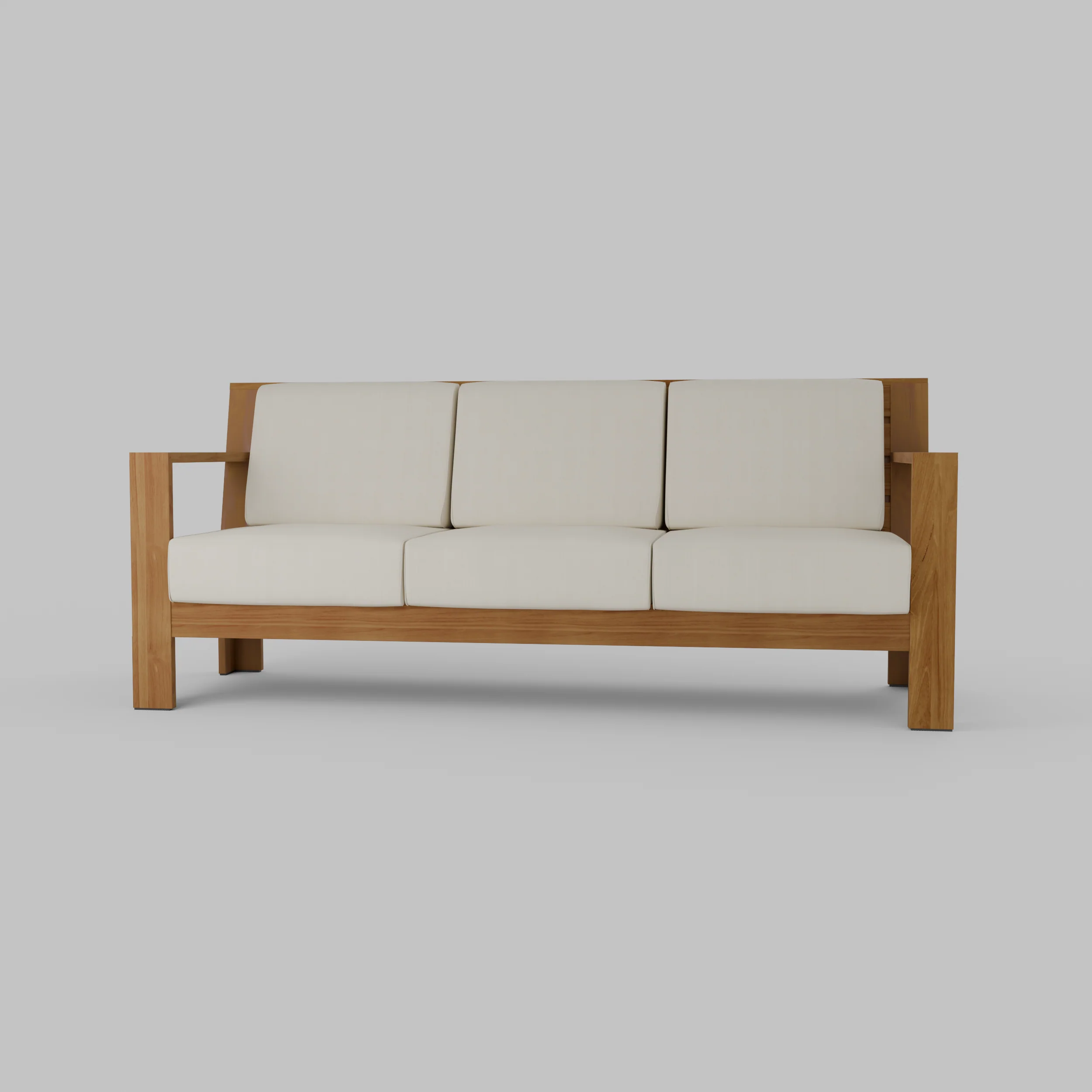 Logan Teak Wood Patio Sofa with Sunbrella Vellum Cushion - Image 15