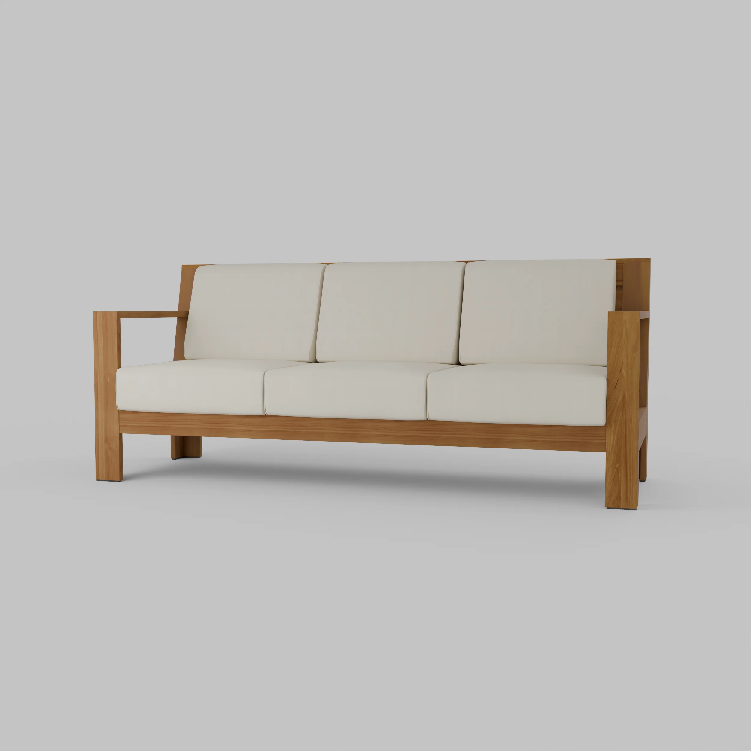 Logan Teak Wood Patio Sofa with Sunbrella Vellum Cushion - Image 16